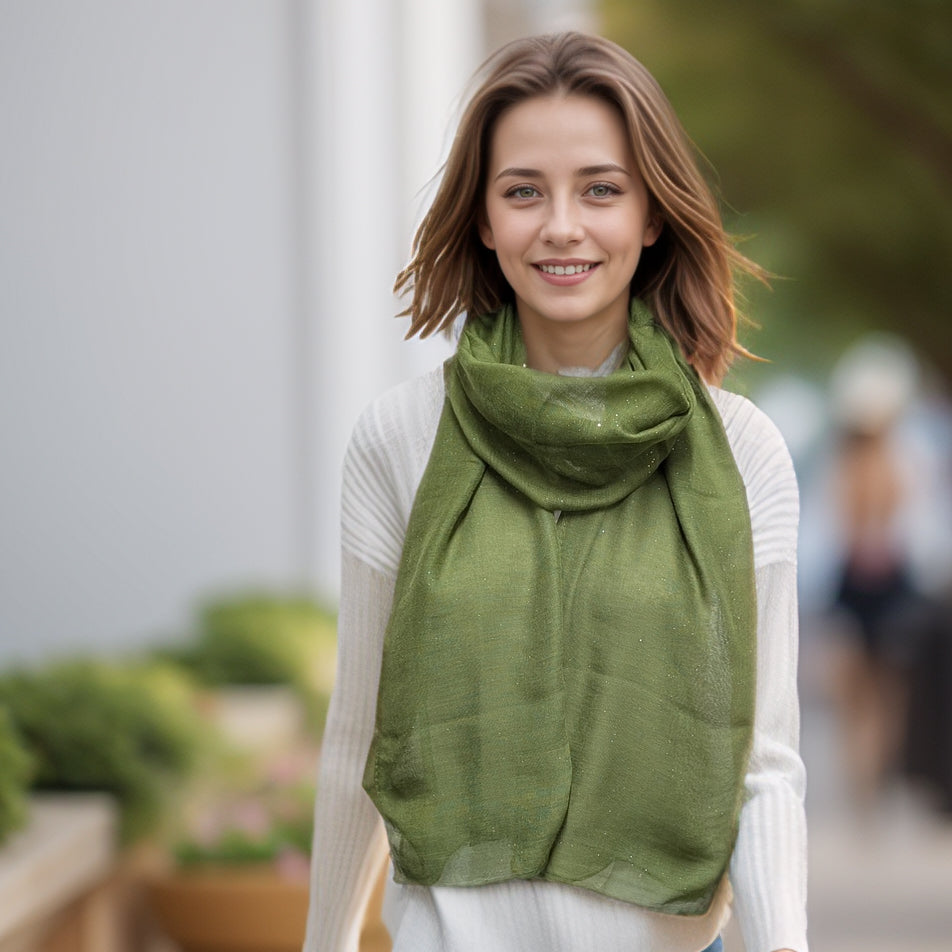 Viano Sparkle Scarf Khaki Green