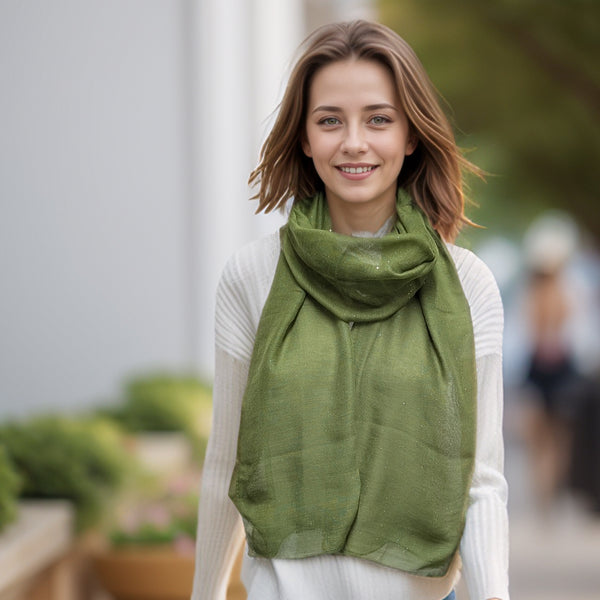 Viano Sparkle Scarf Khaki Green