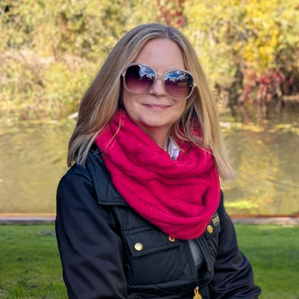 Selat - Cable Knit Double Snood - Dark Pink