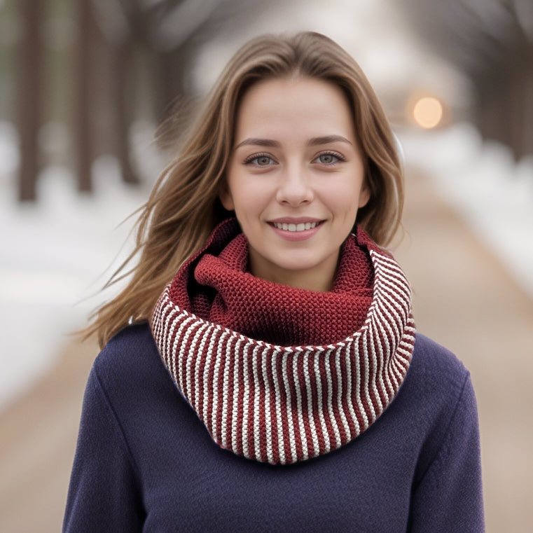 Pandji - Half & Half Double Snood - Dark Red