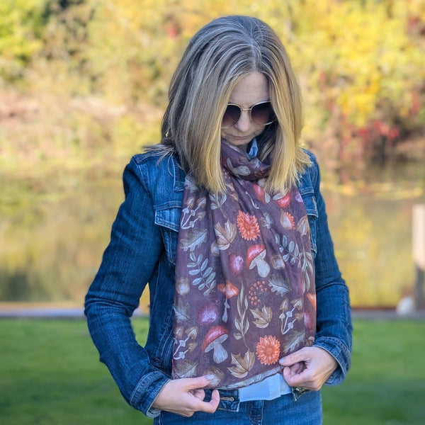 Aubergine Mushroom Scarf (70x180cm) - Exclusive Design