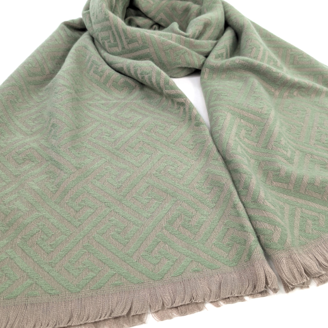 Cekik - Maze Pattern Pashmina Scarf (65x185cm) - Green