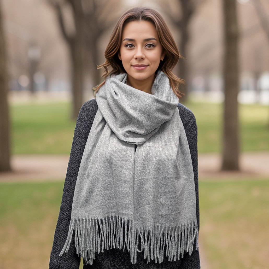 Sparkly Petra Pashmina Scarf (70x180cm) - Slate Grey