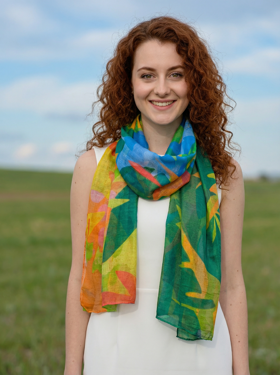 Tropical Trees Scarf (50x180cm) - Exclusive Design – thescarfgiraffe