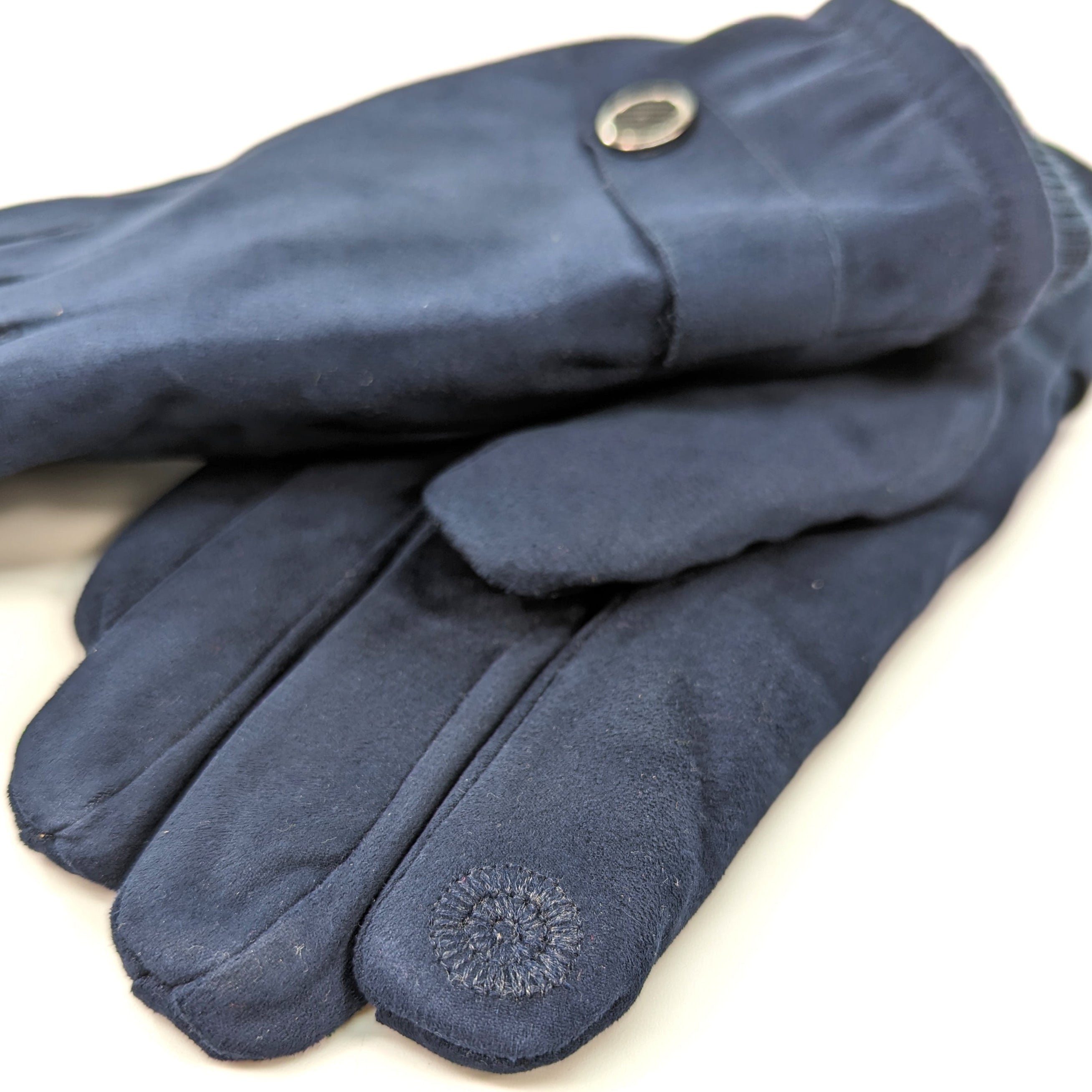 Unisex Gloves with Button Detail - Blue