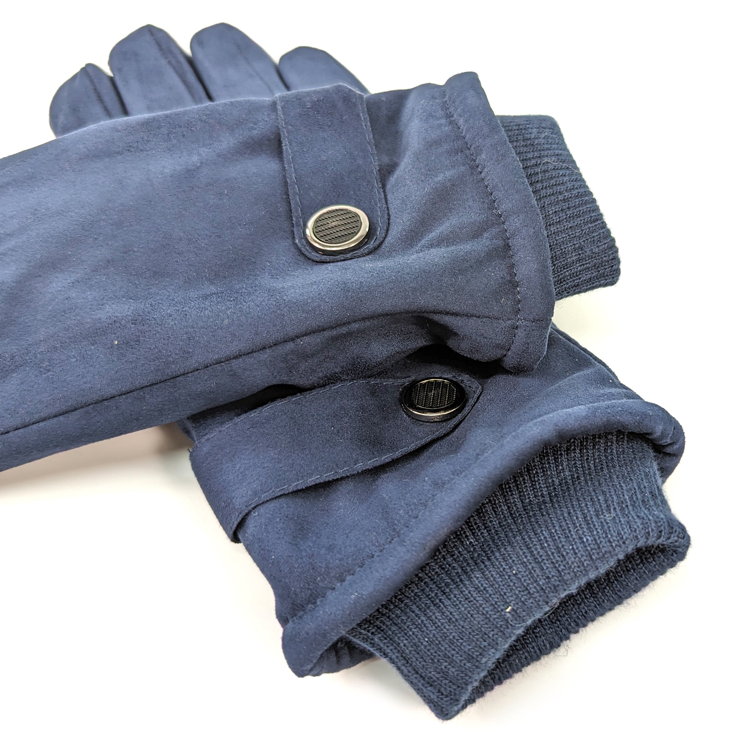 Unisex Gloves with Button Detail - Blue