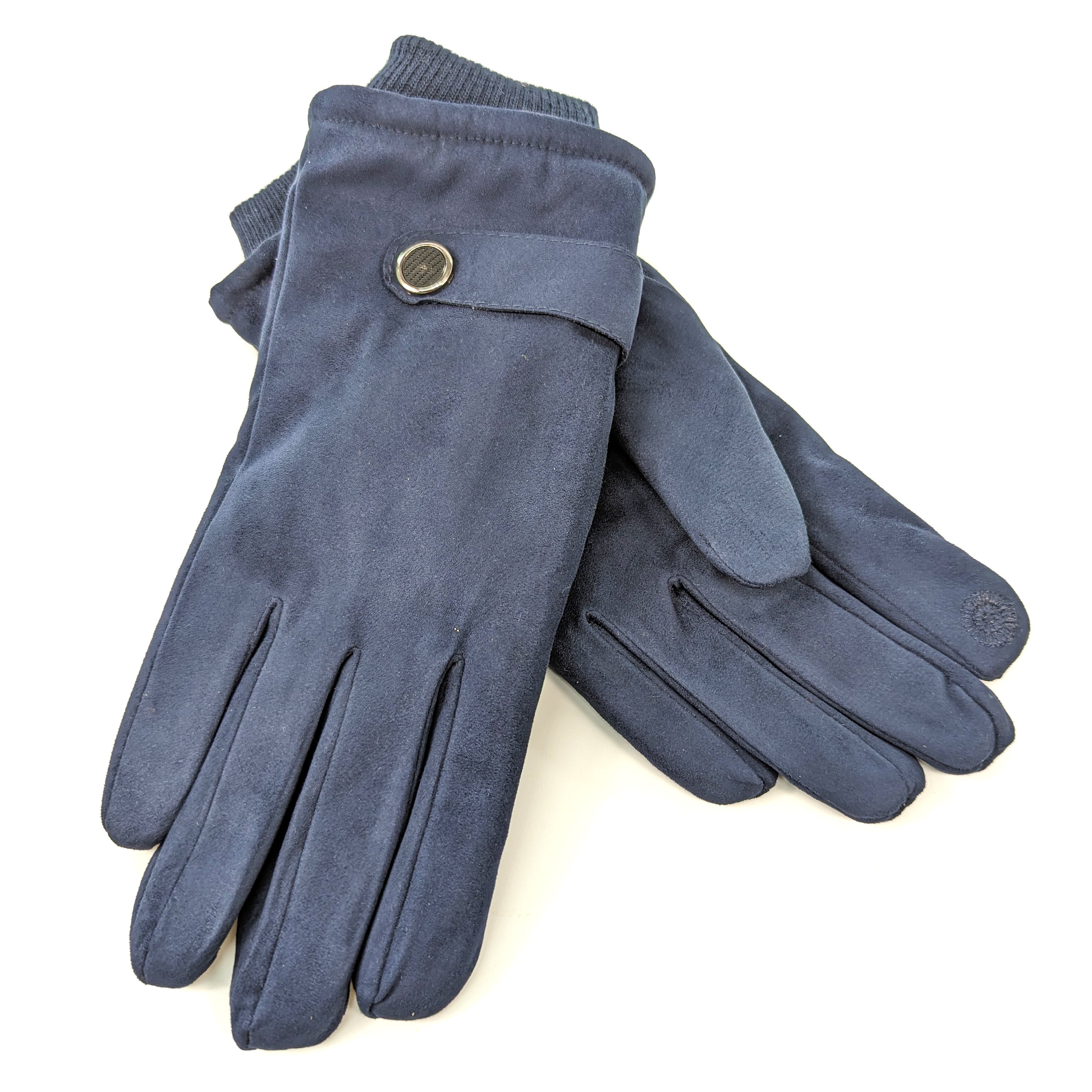 Unisex Gloves with Button Detail - Blue