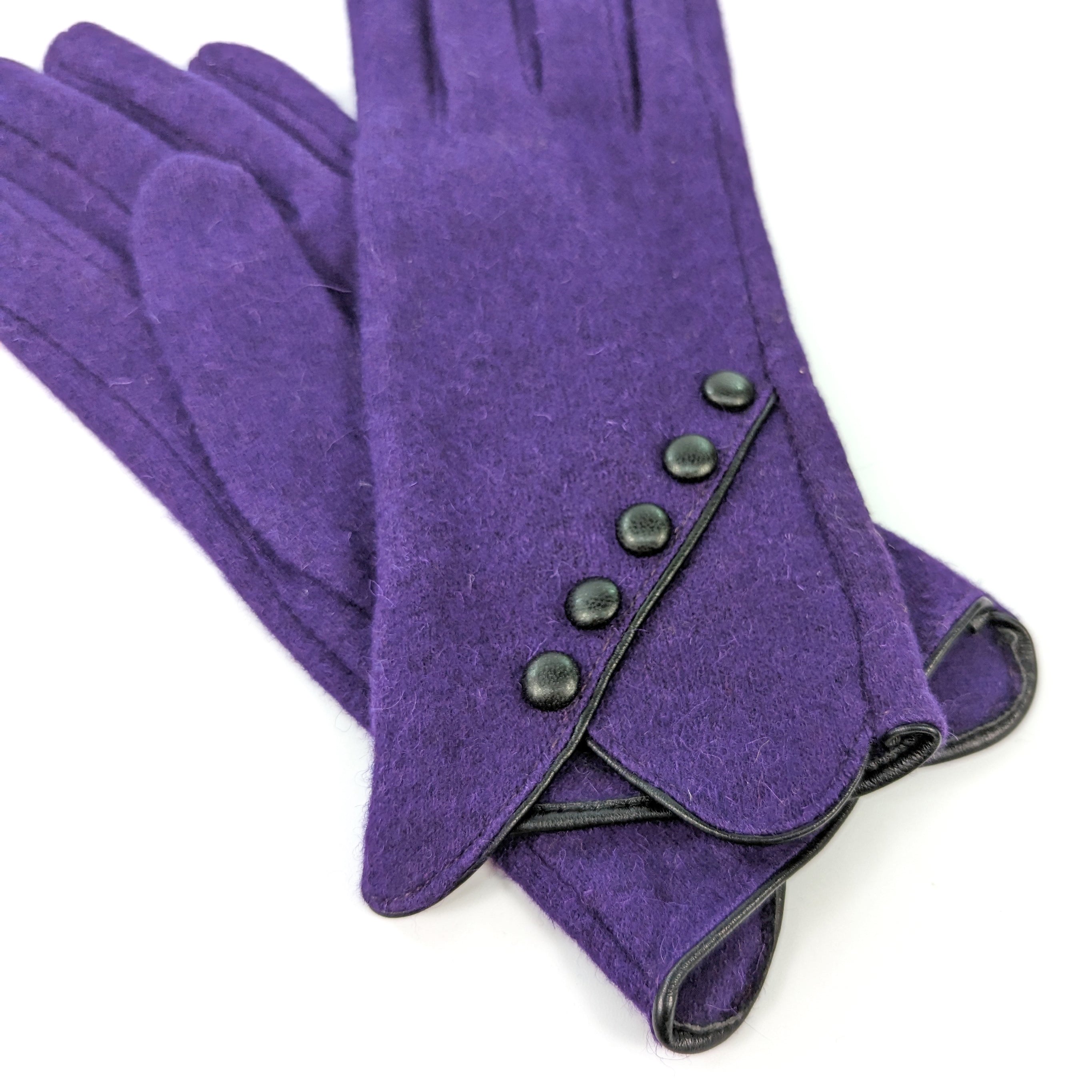 Diagonal Button Detail Glove - Purple