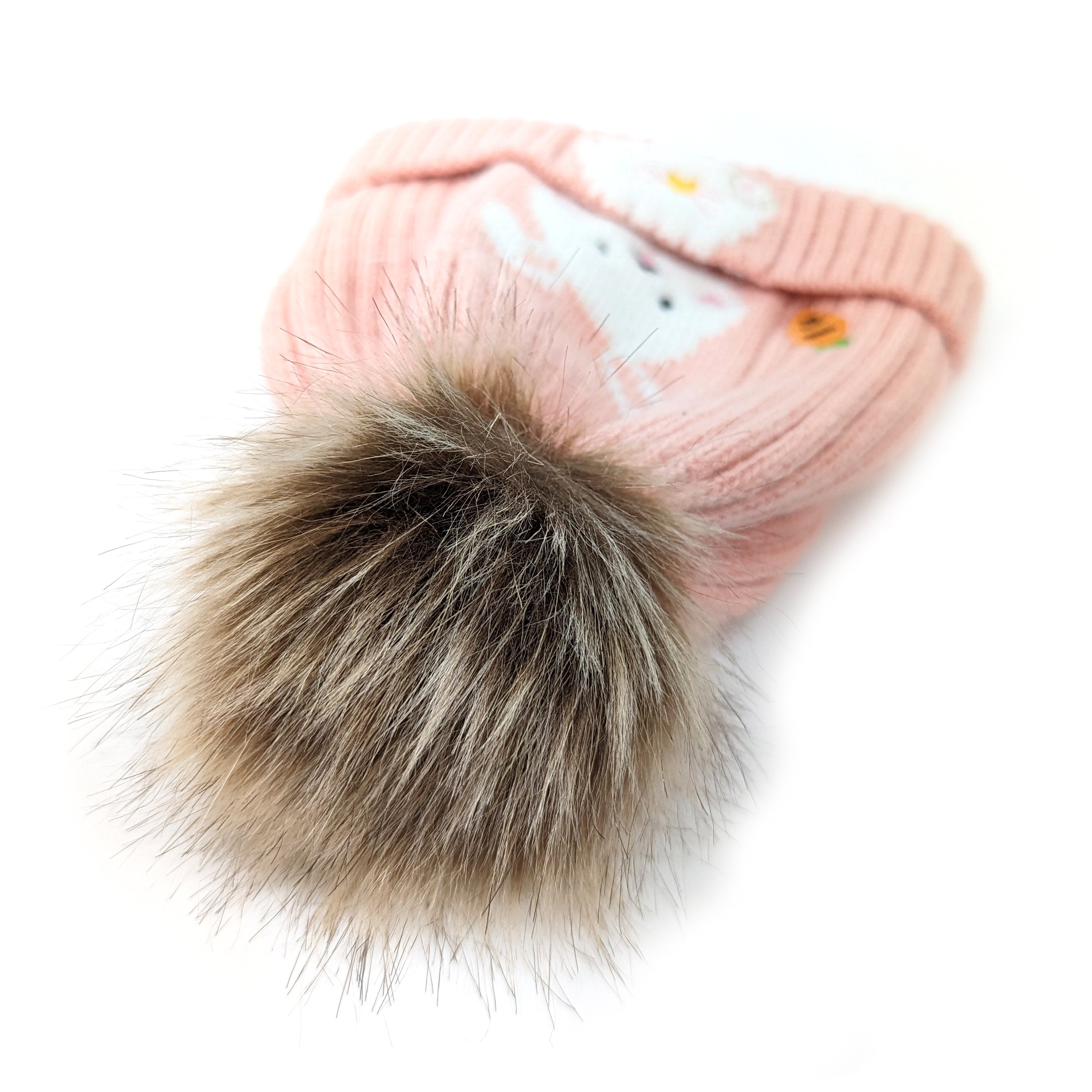 Childrens Rabbit Bobble Hat - Pink (1-4yrs)