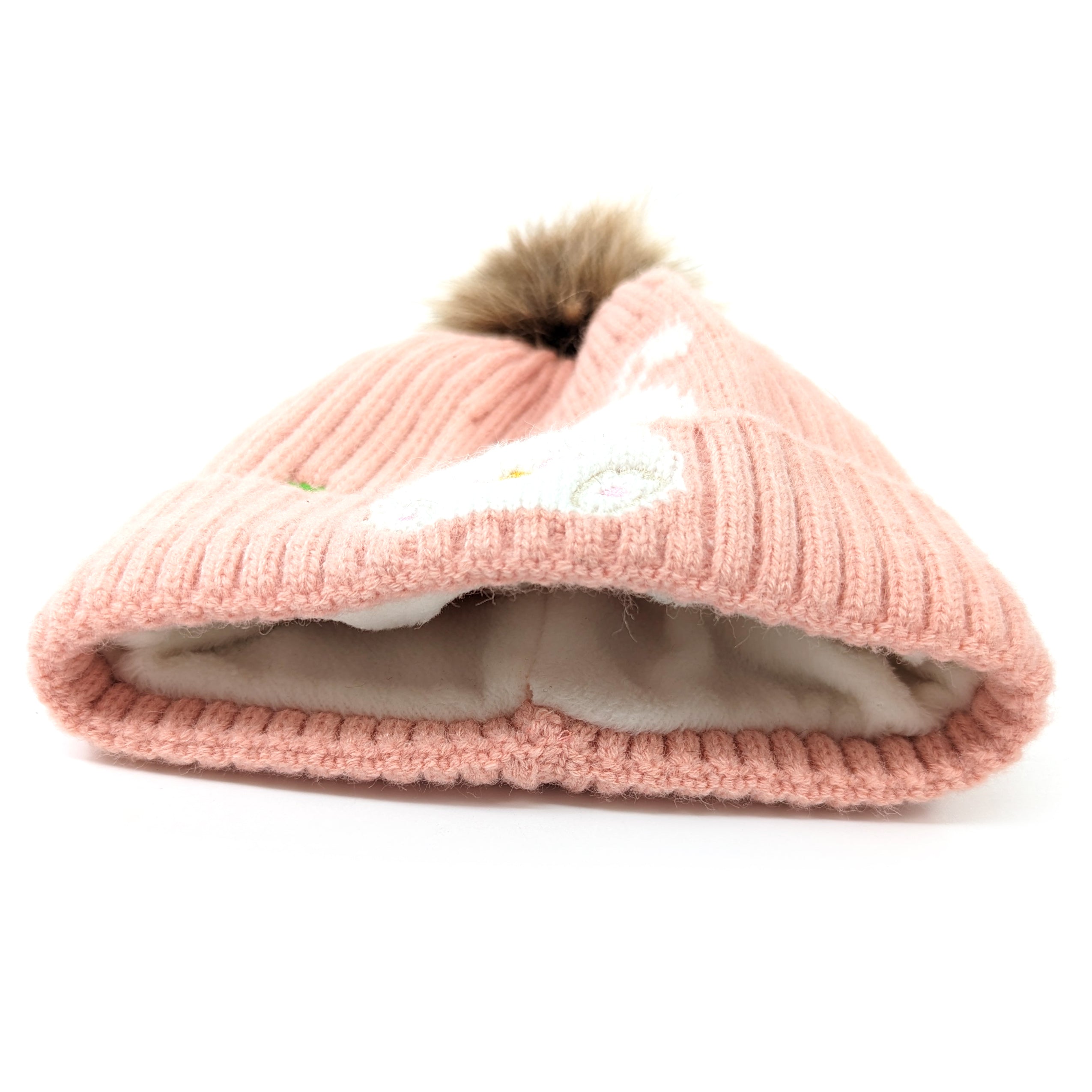 Childrens Rabbit Bobble Hat - Pink (1-4yrs)