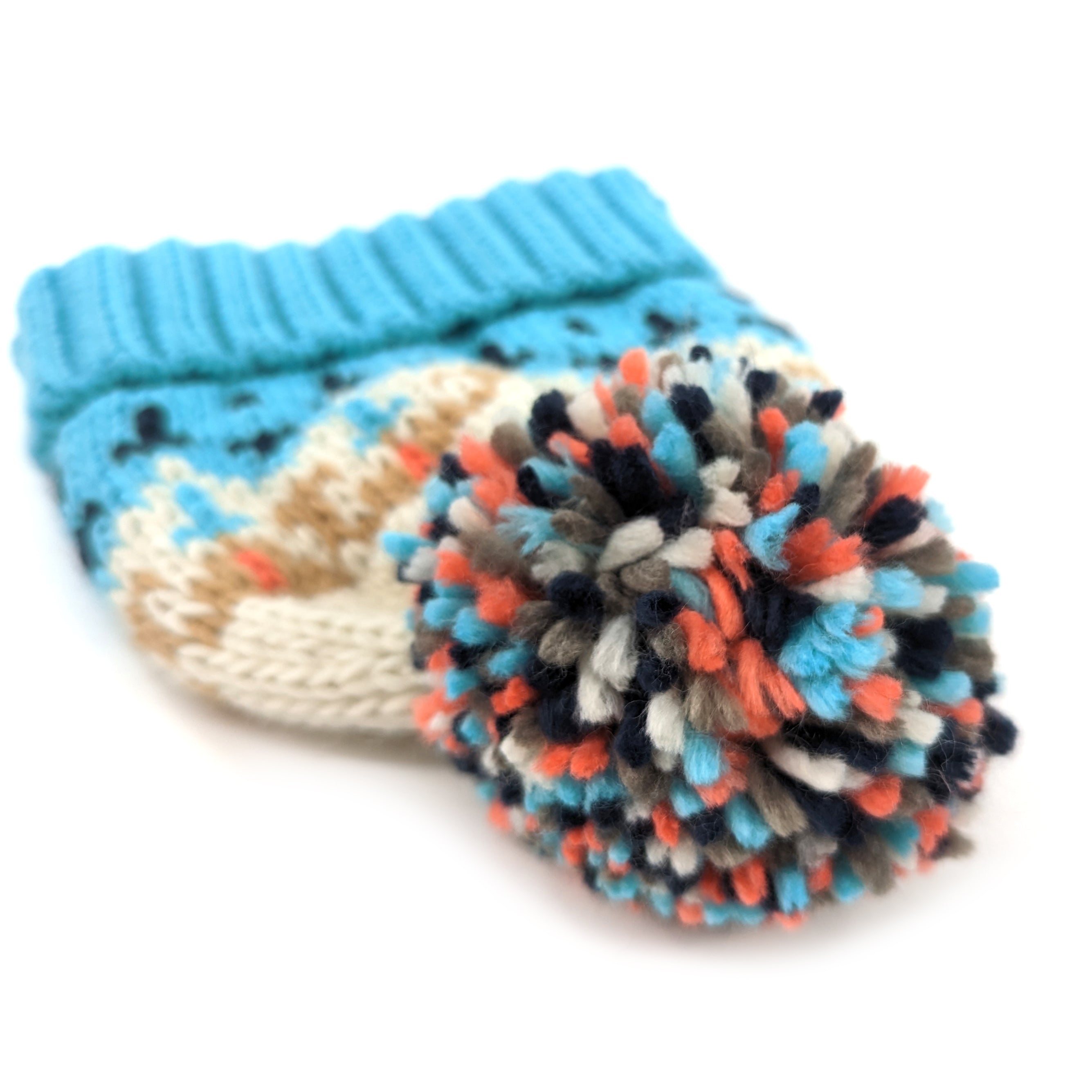 Snowy Mountain PomPom Hat - Turquoise