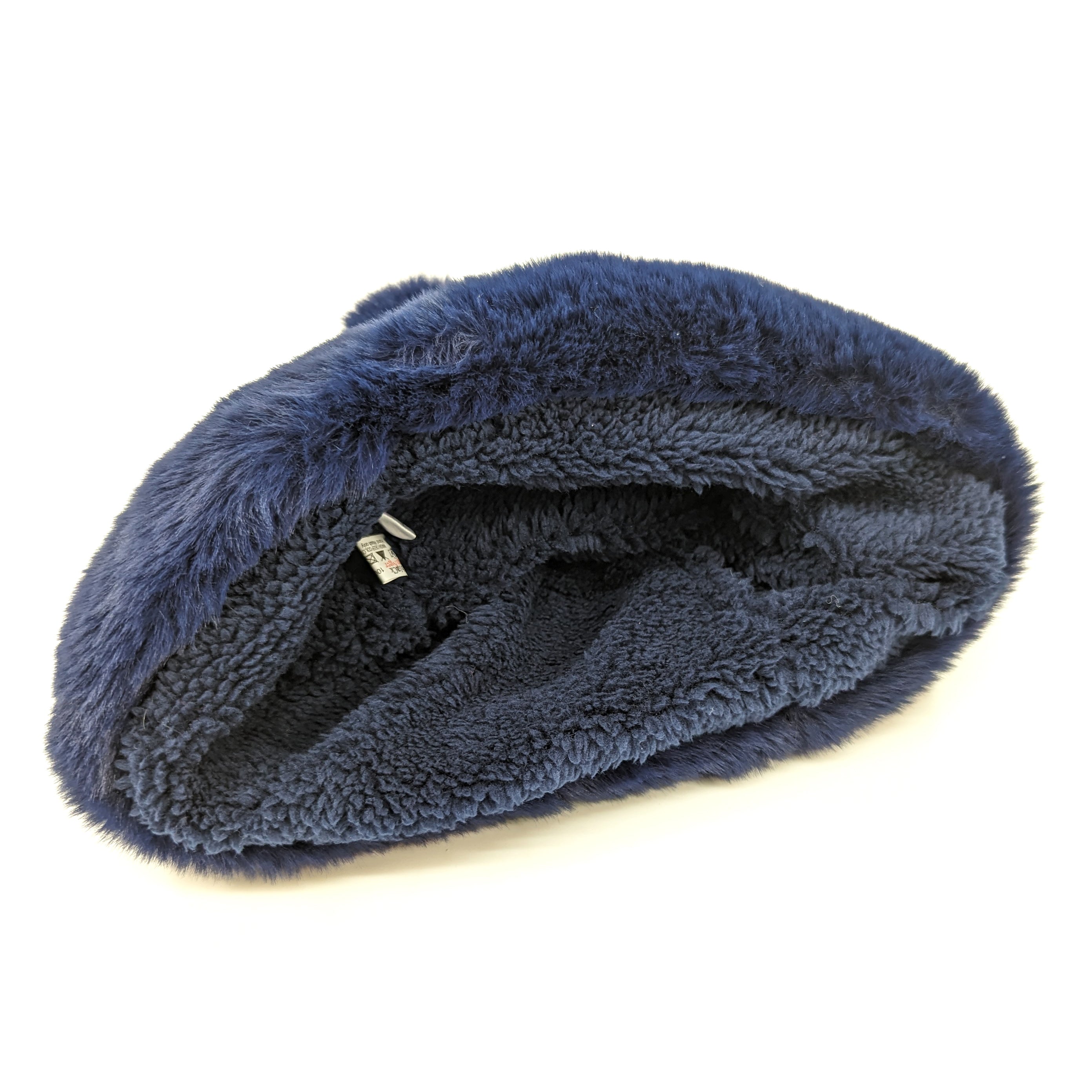 Faux Fur Bobble Hat - Navy Blue