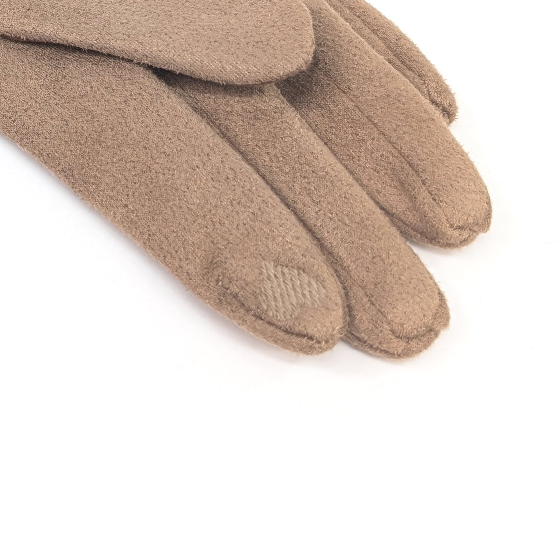 Sheepskin Style Gloves with Faux Fur Trim - Latte