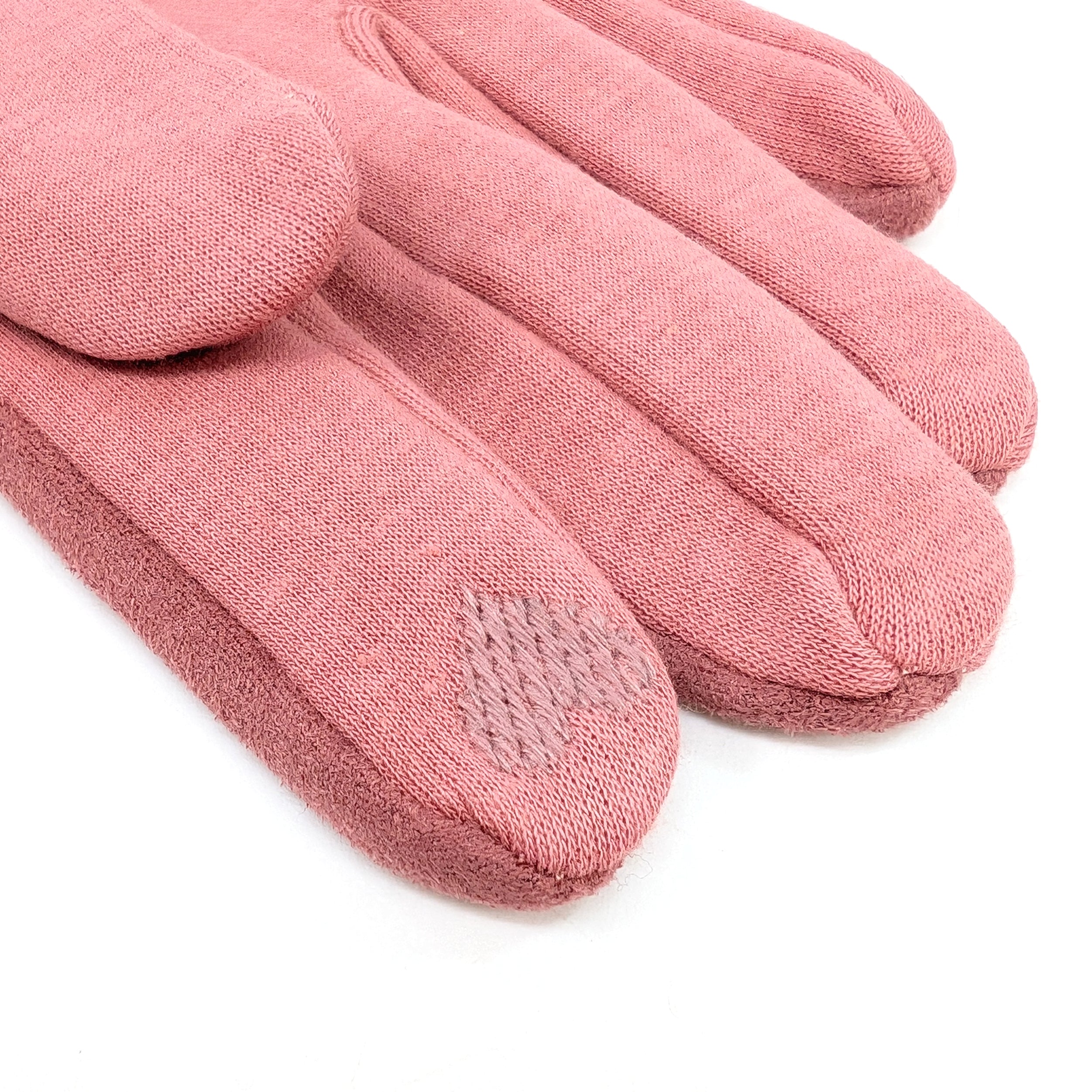 Diamante Suede Style Gloves - Dusky Pink