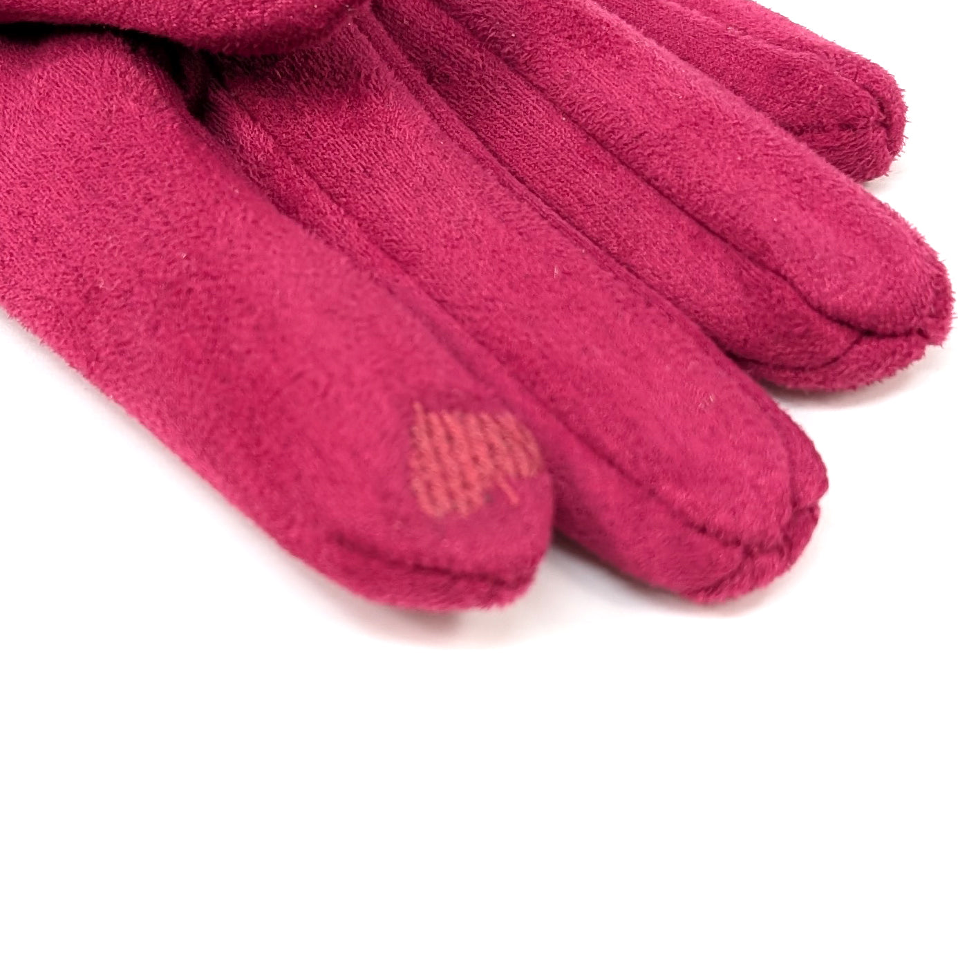 Animal Print Fold Suede Style Gloves - Bright Pink