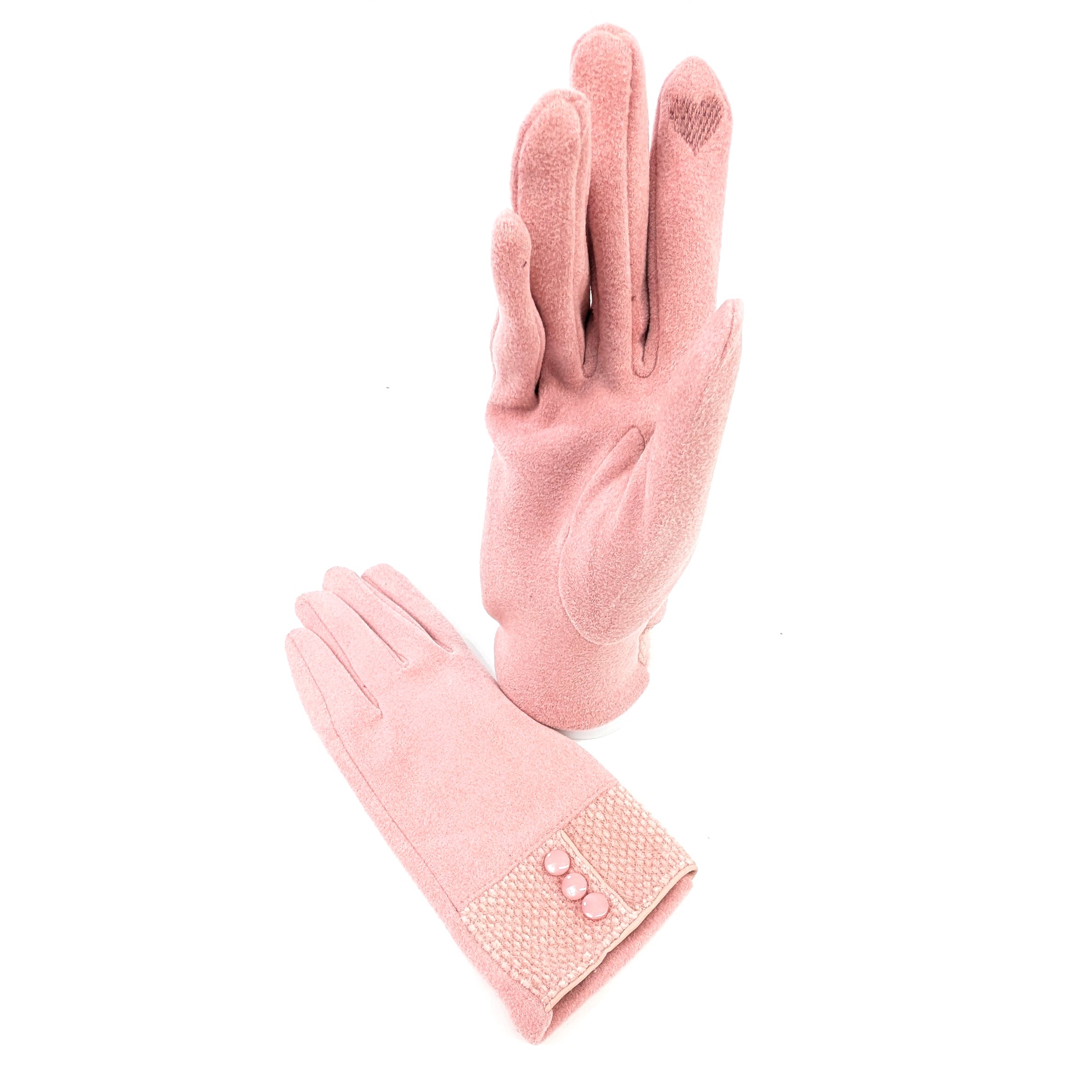 3 Button Vintage Gloves - Pink