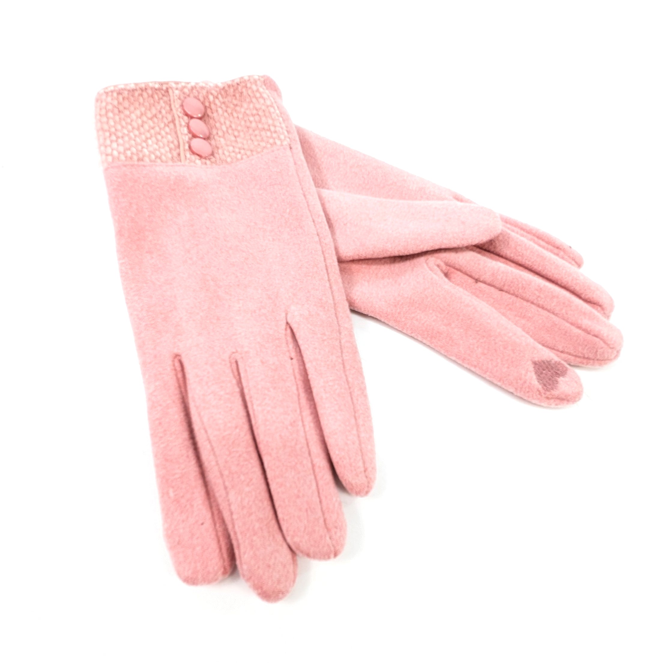 3 Button Vintage Gloves - Pink