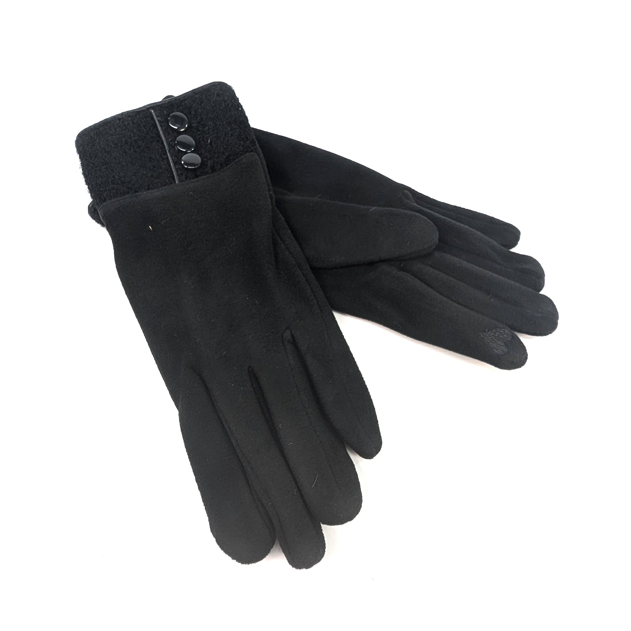 3 Button Vintage Gloves - Black