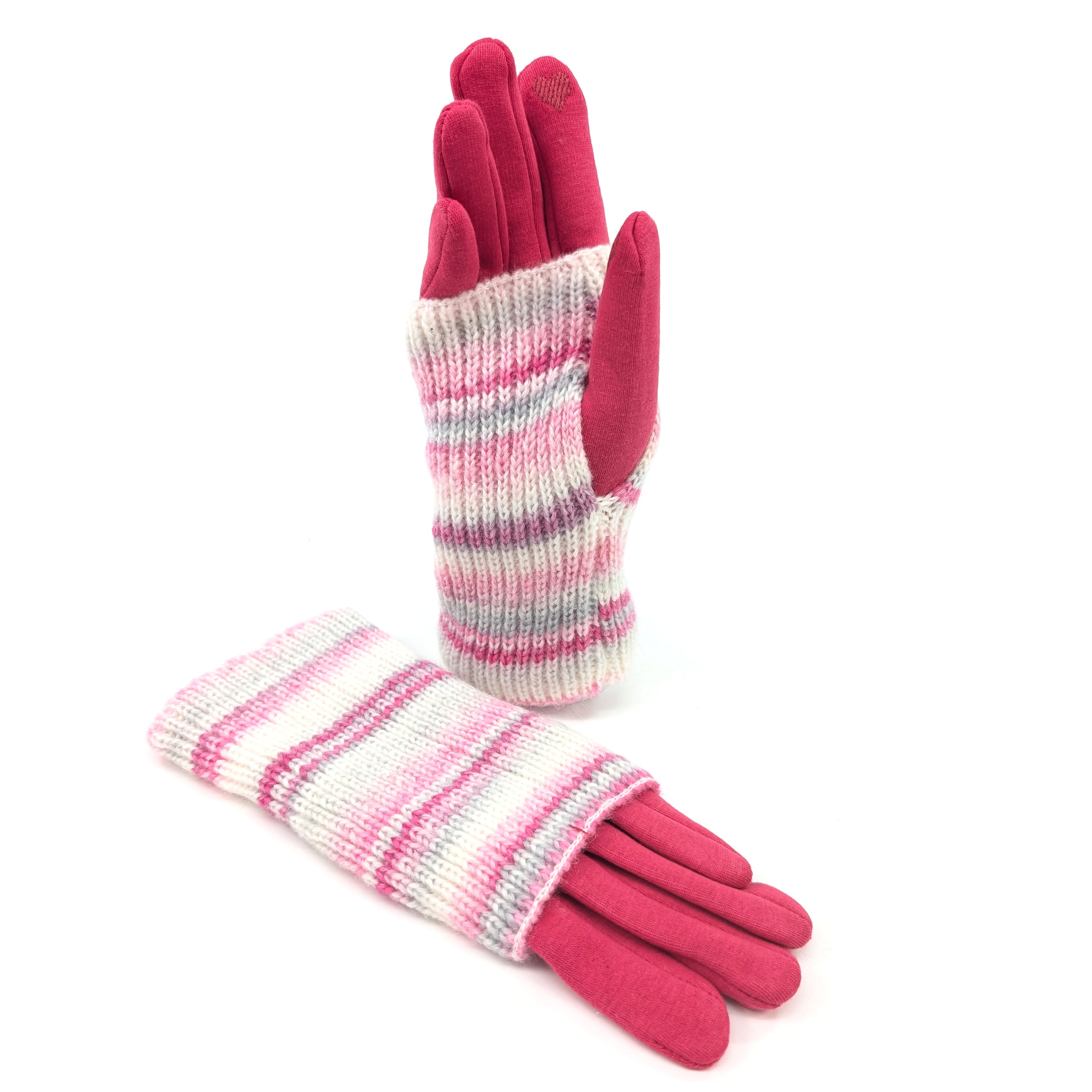 Multi Striped Two in One Gloves - Blush Sunset