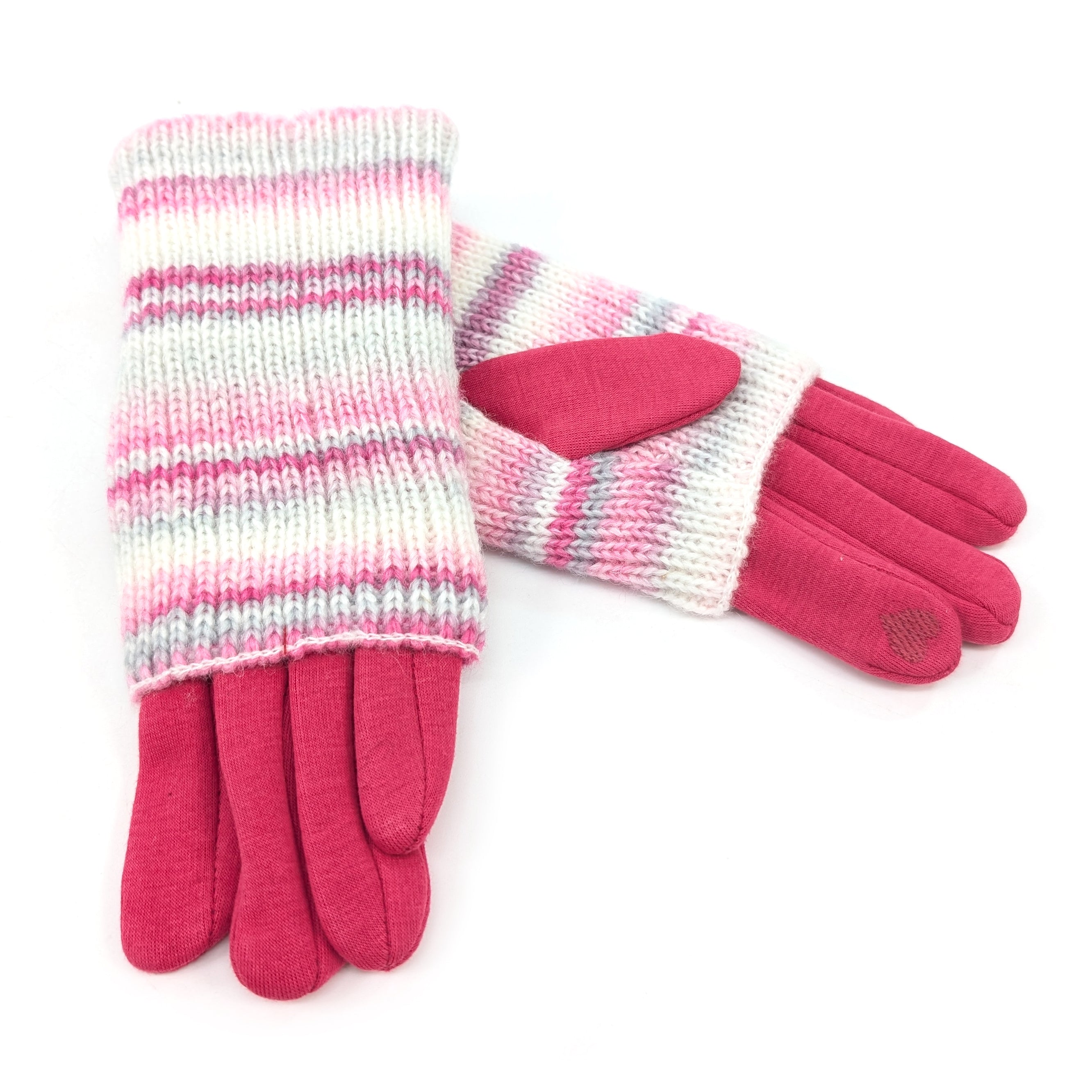 Multi Striped Two in One Gloves - Blush Sunset