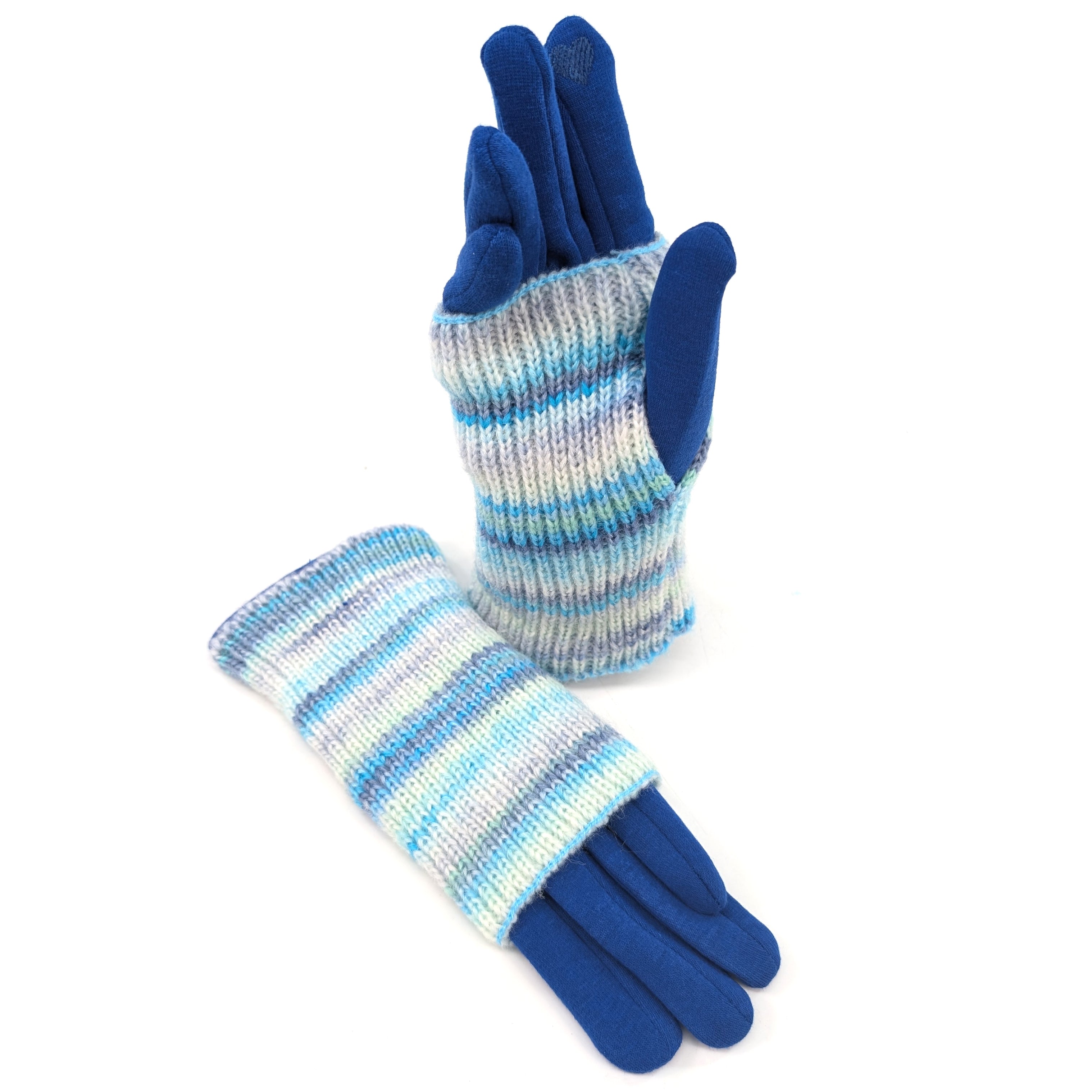 Multi Striped Two in One Gloves - Ocean Waves