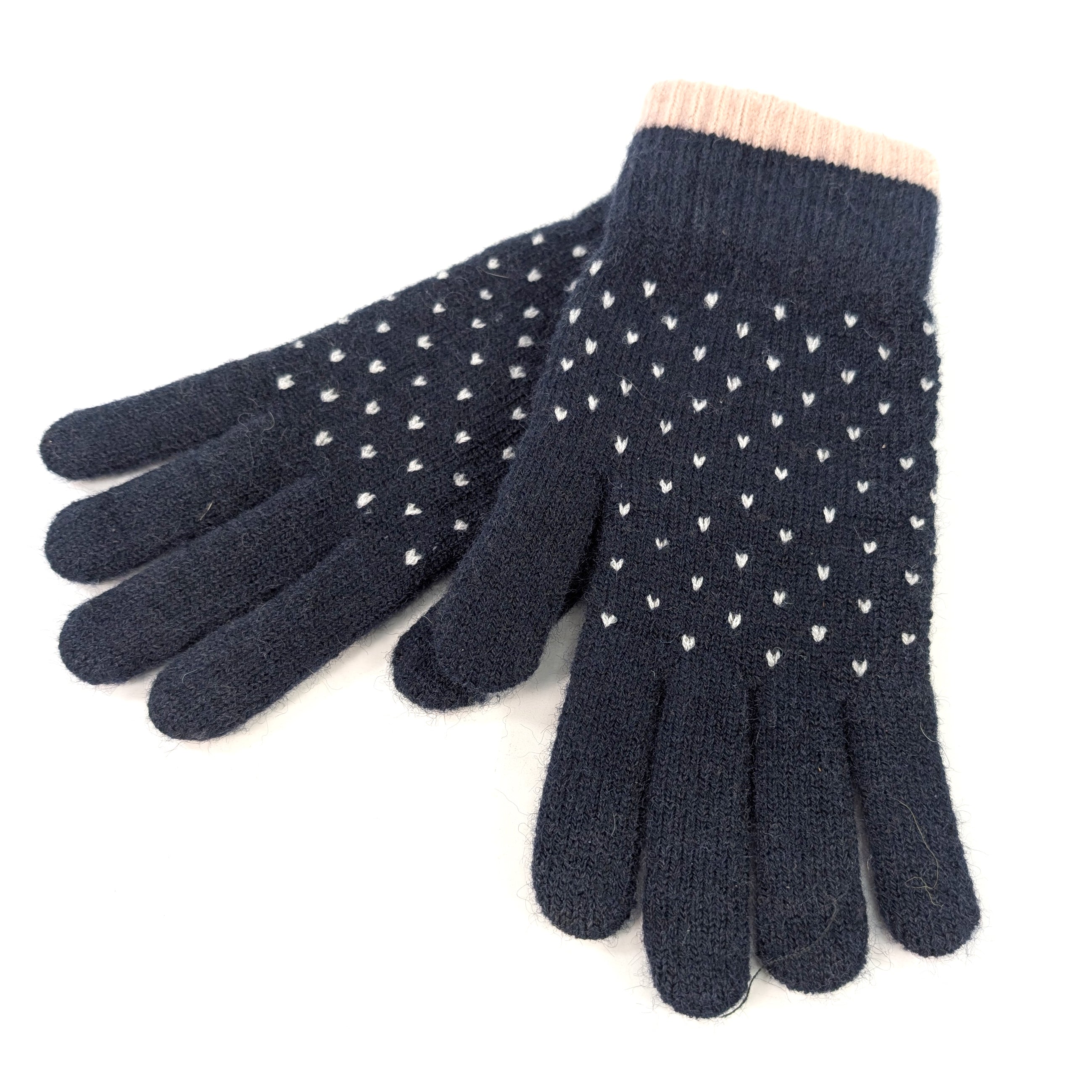 Tiny Hearts Gloves - Navy Blue