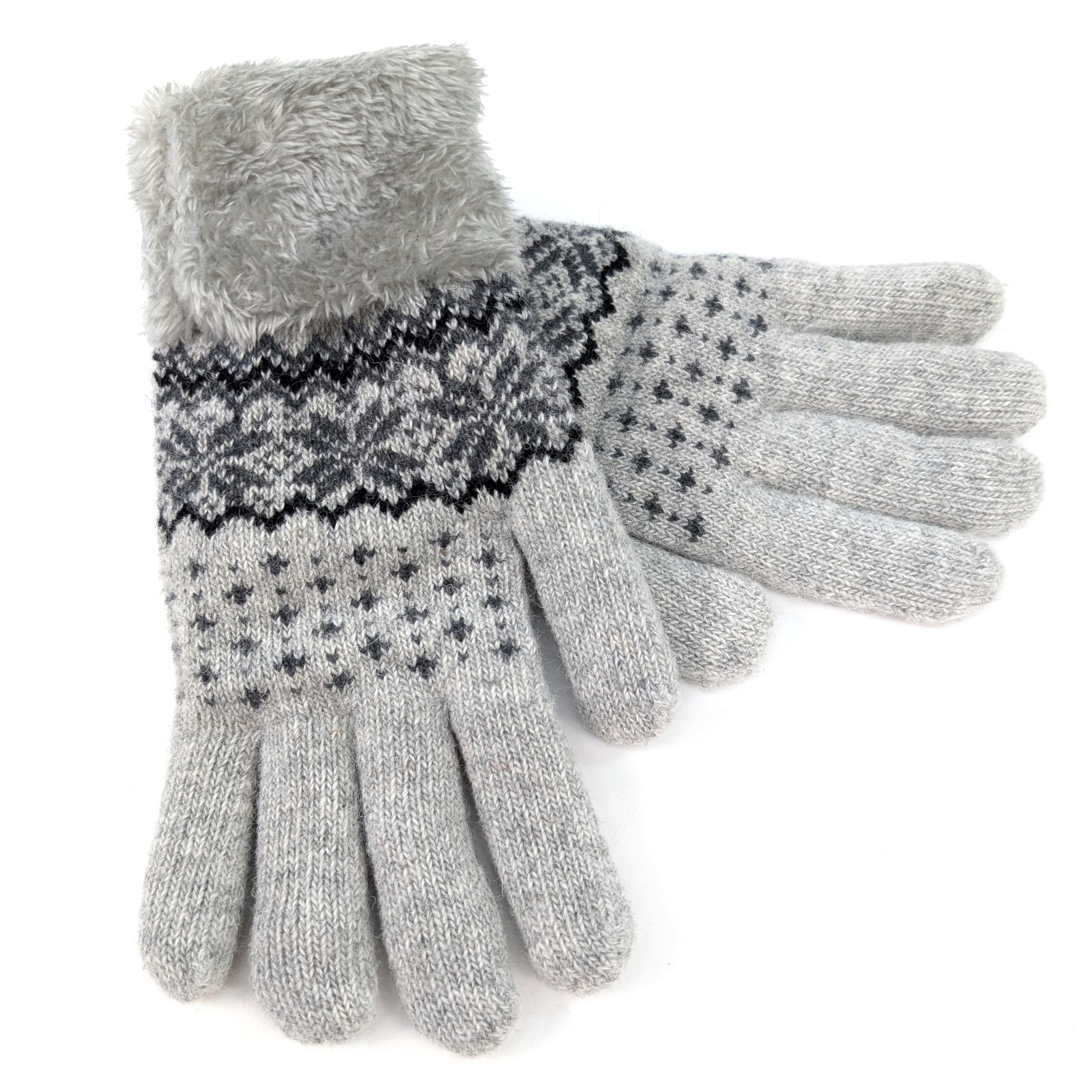 Fluffy Nordic Gloves - Grey