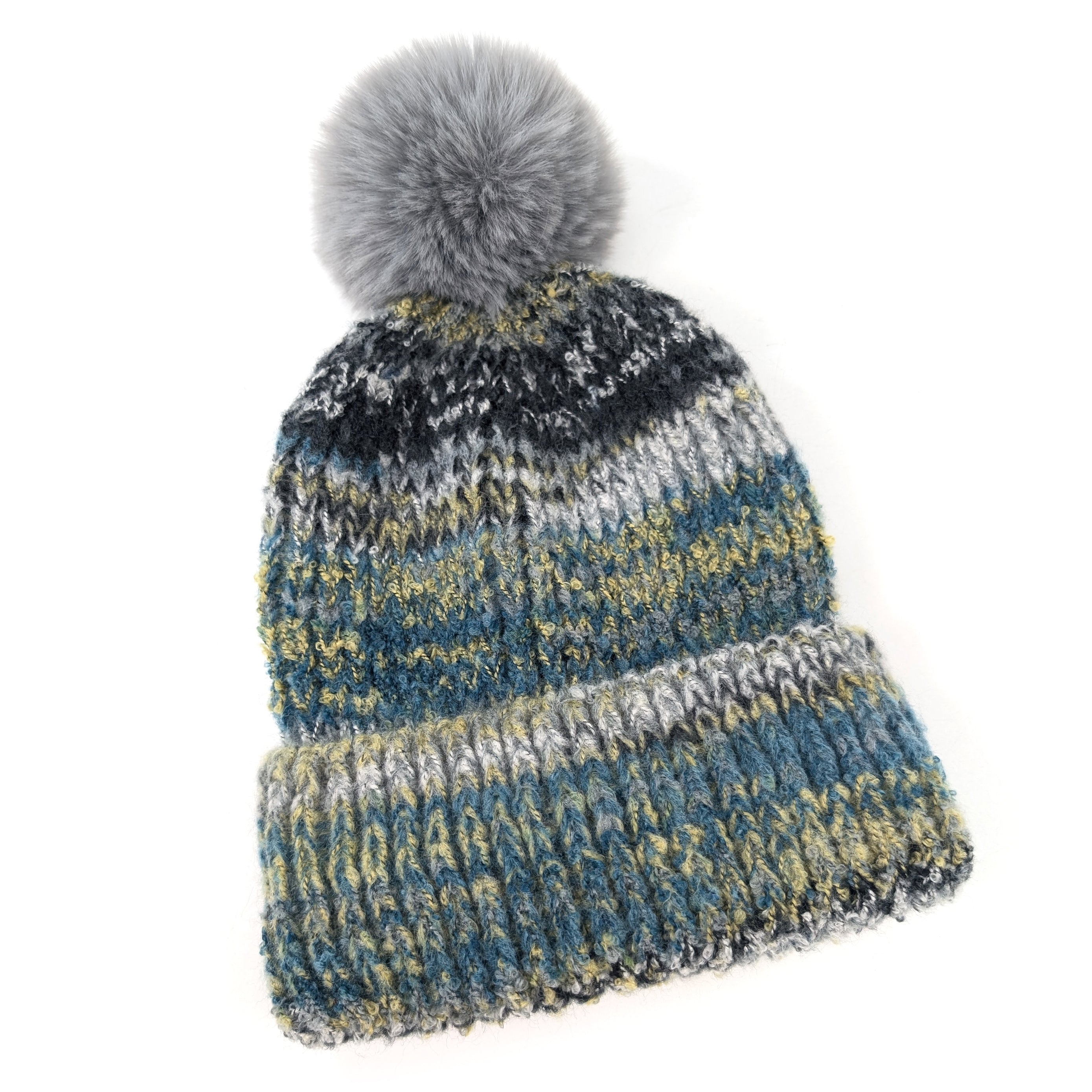 Multi Layer PomPom Hat - Ocean Waves