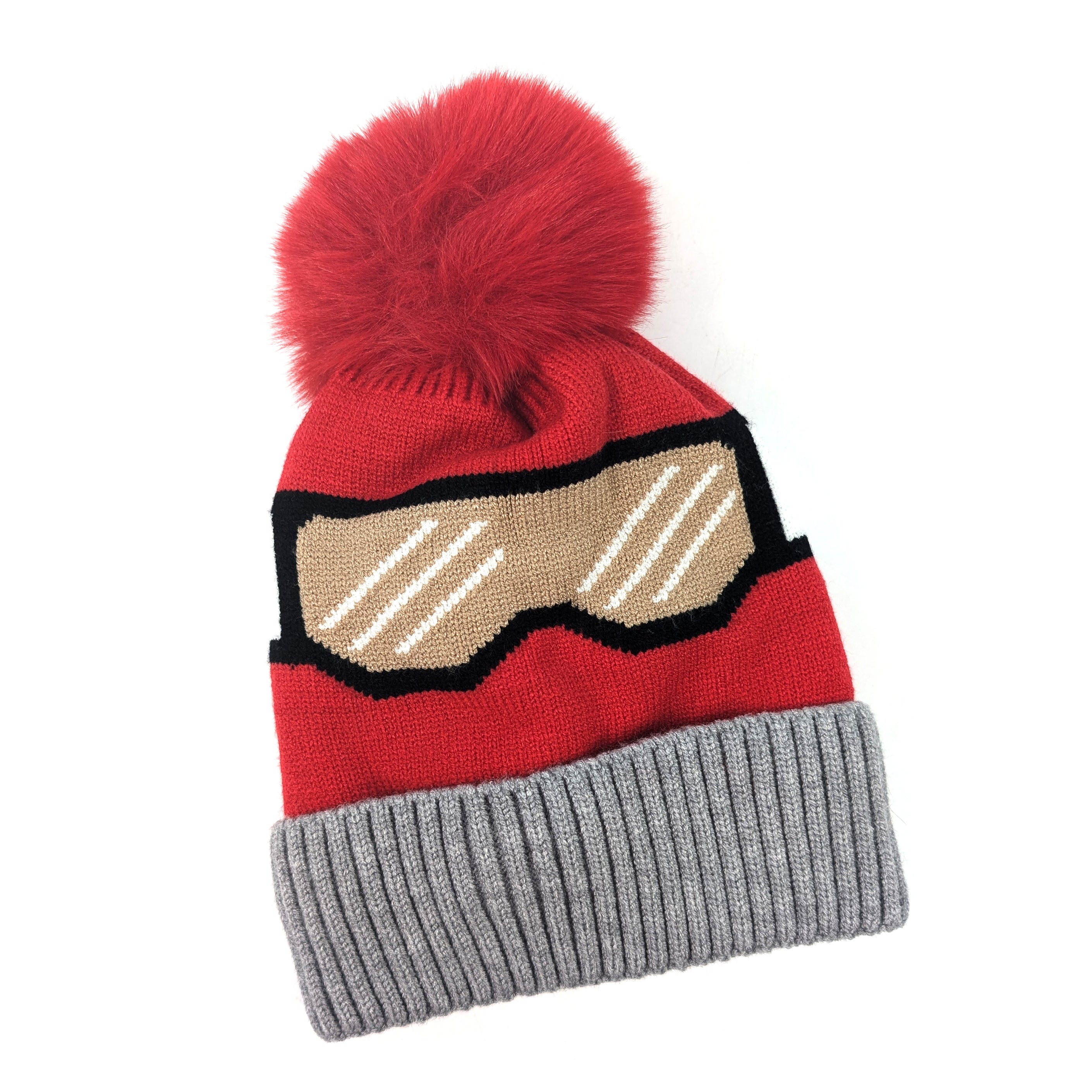 Goggling Children's Bobble Hat (Medium) - Red