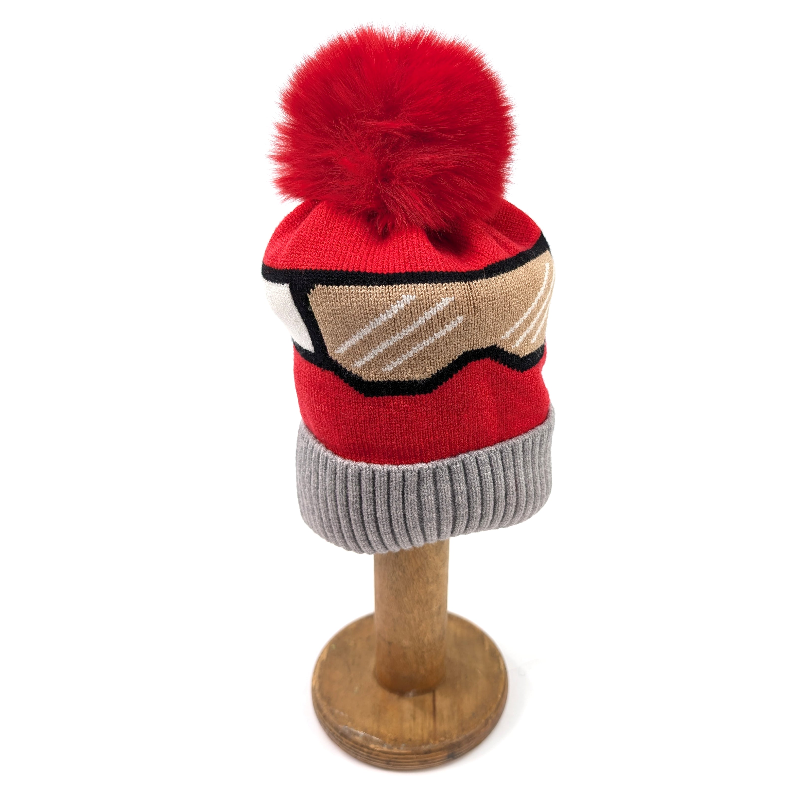 Goggling Children's Bobble Hat (Medium) - Red