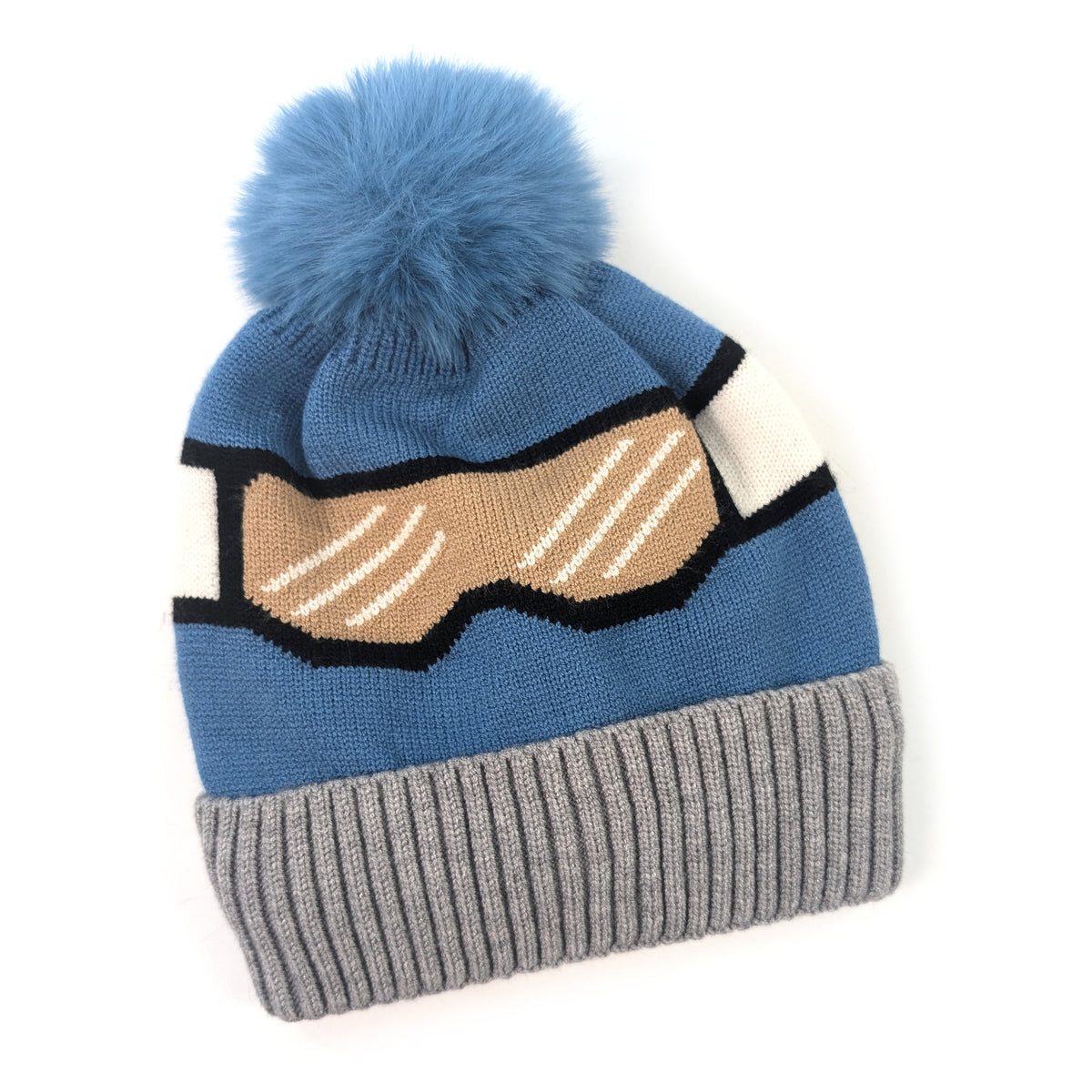 Goggling Children's Bobble Hat (Medium) - Blue – thescarfgiraffe