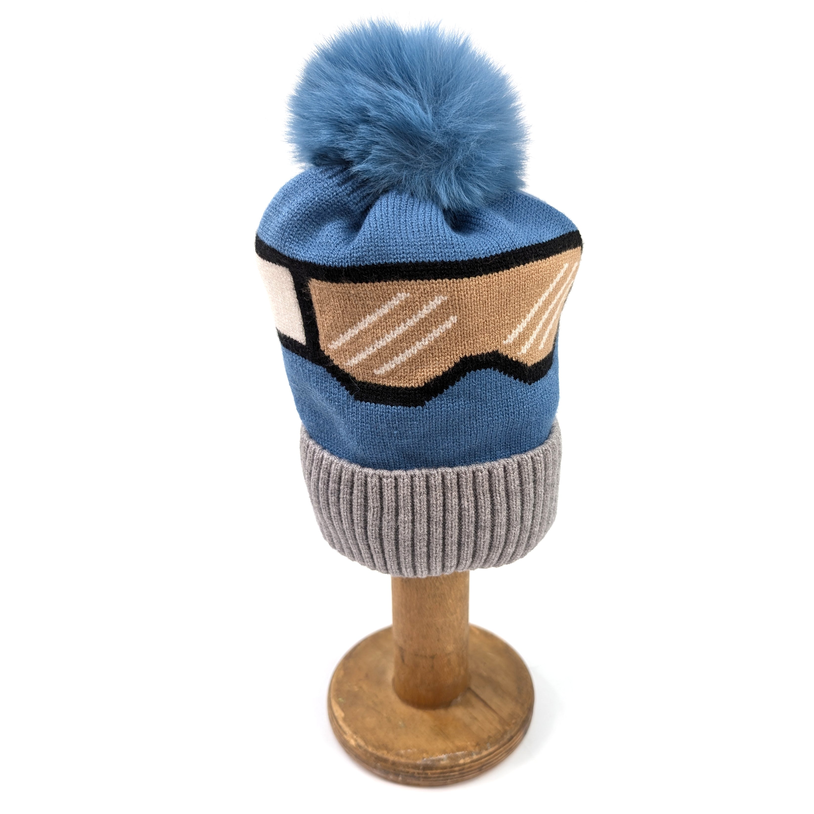 Goggling Children's Bobble Hat (Medium) - Blue