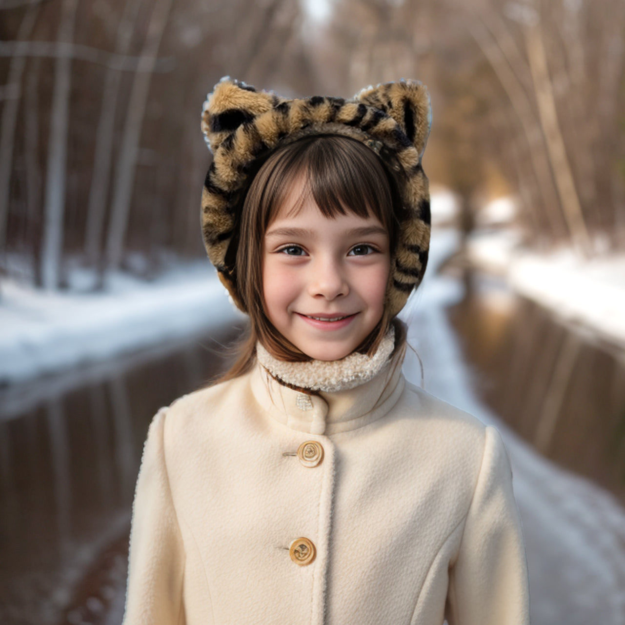 Bear Ear Head Band/Muffs - Tiger Print