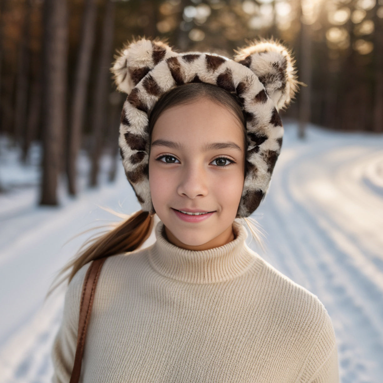 Bear Ear Head Band/Muffs - Animal Print