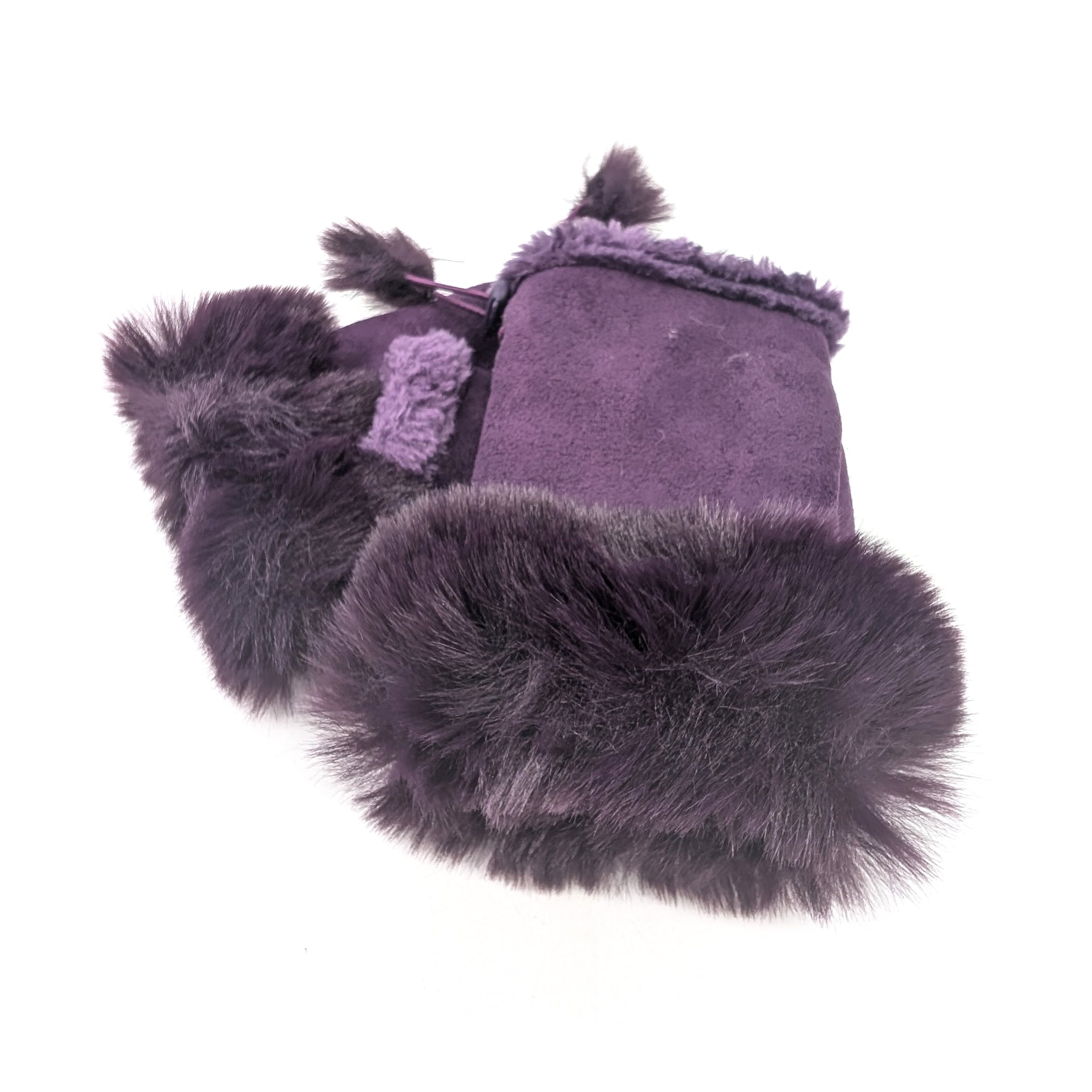 Suede Effect Fingerless Glove - Purple