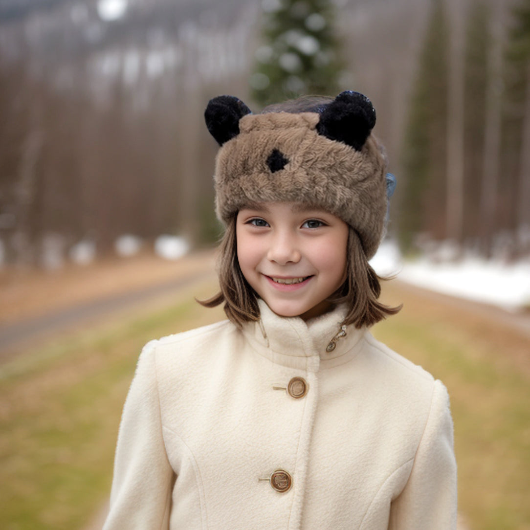 Children's Faux Fur Bear Headband - Mink