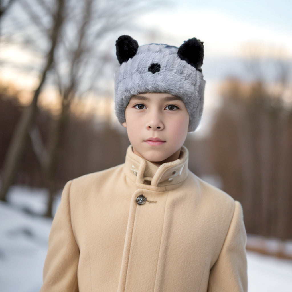 Children's Faux Fur Bear Headband - Grey