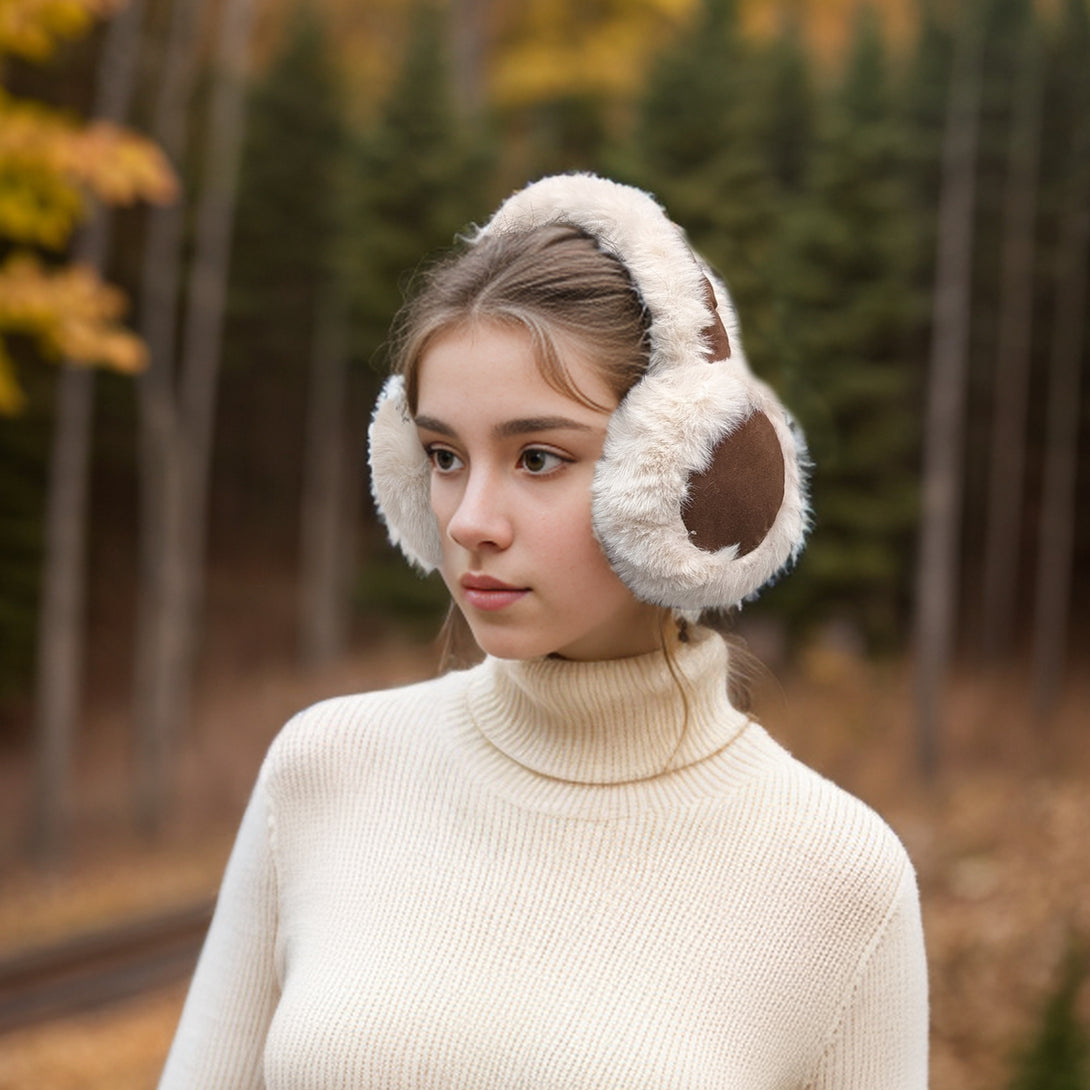Sheepskin Style Ear Muffs (Foldable) - Tan – thescarfgiraffe