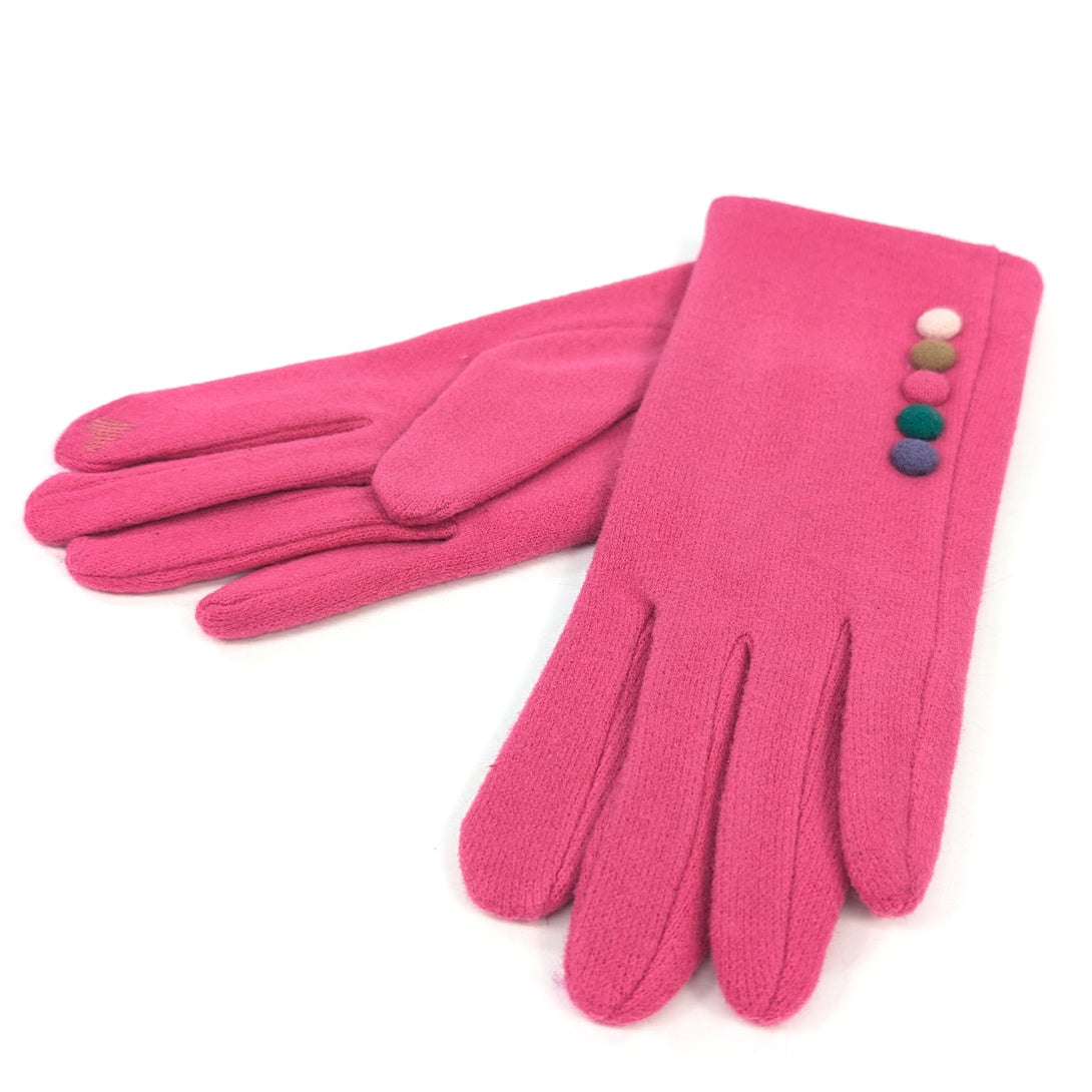 Buttoned Gloves - Pink