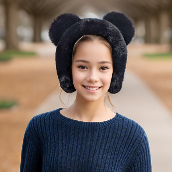 Bear Ear Head Band/Muffs - Black