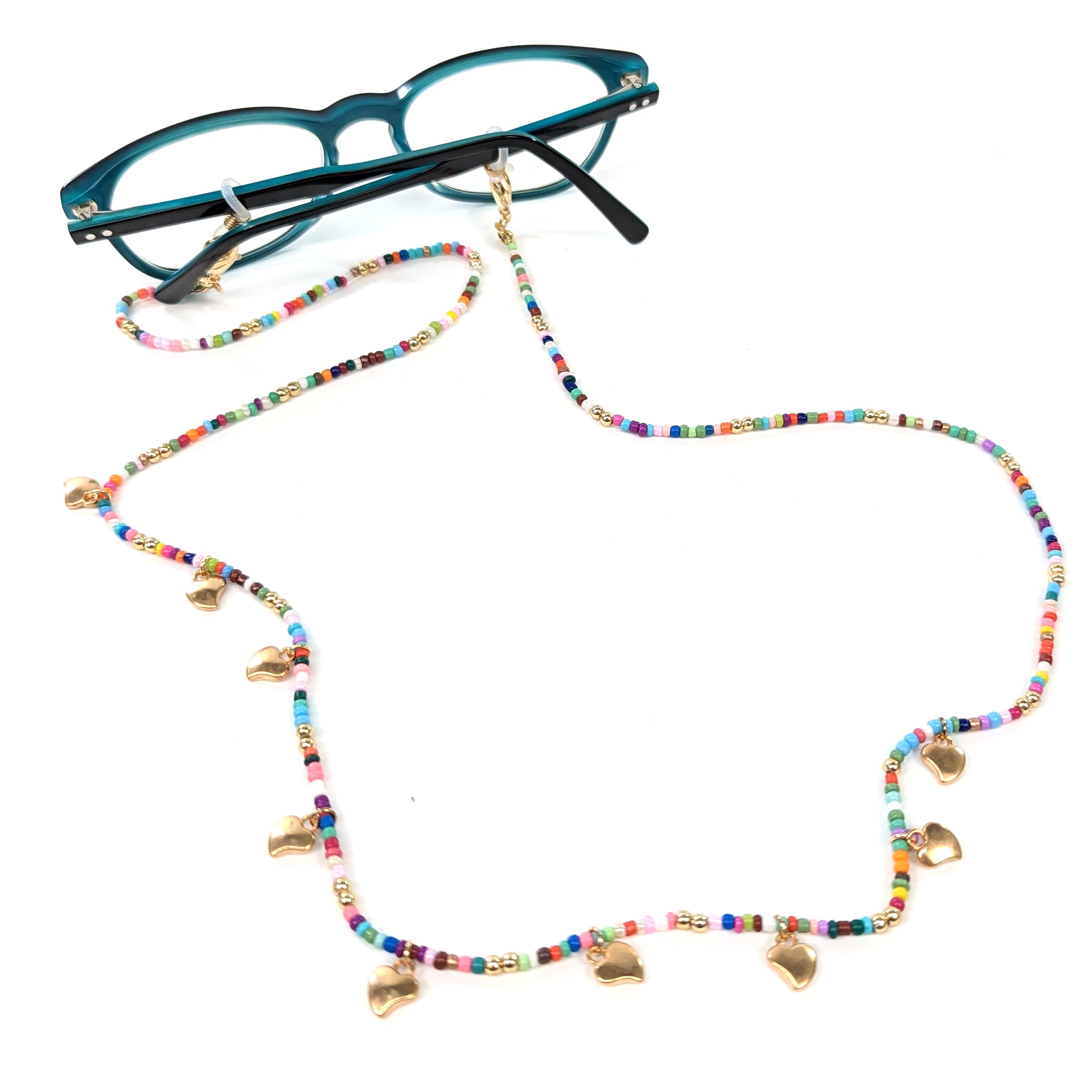 Hearts Neck Chain for Glasses - Pastel Colours