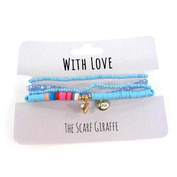 'With Love' Bracelet Set - Sky Blue