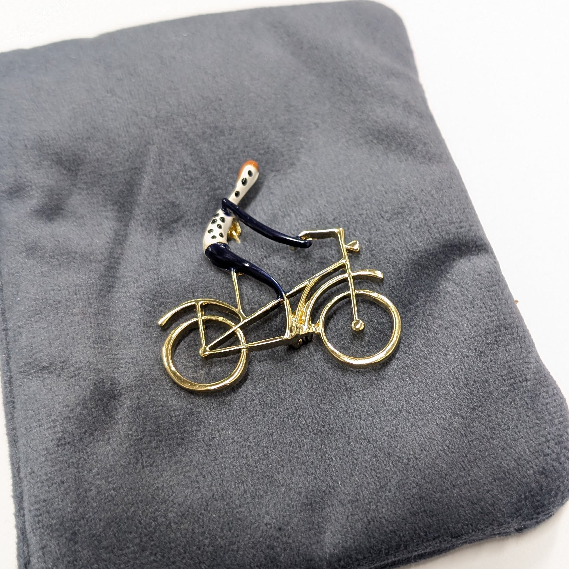 Gold Cyclist Brooch