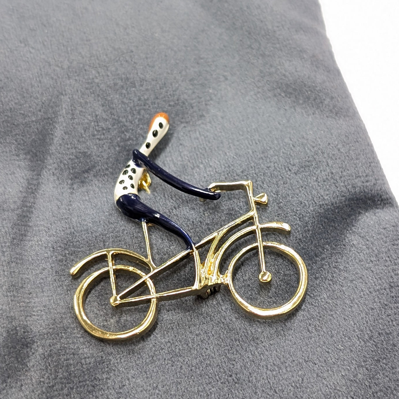 Gold Cyclist Brooch