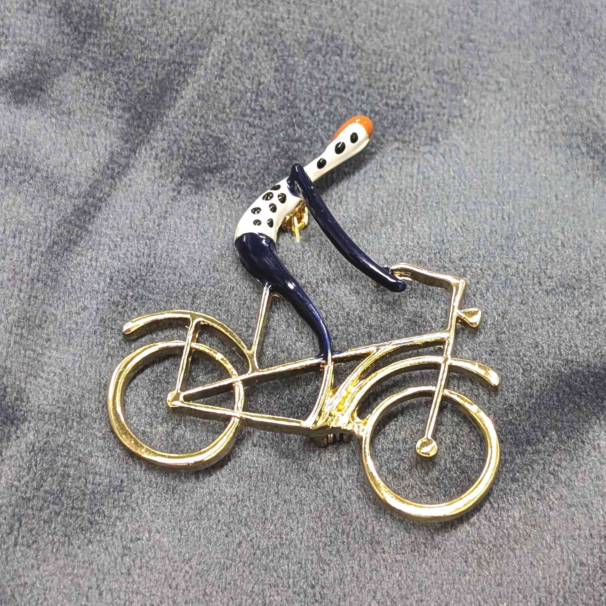 Gold Cyclist Brooch