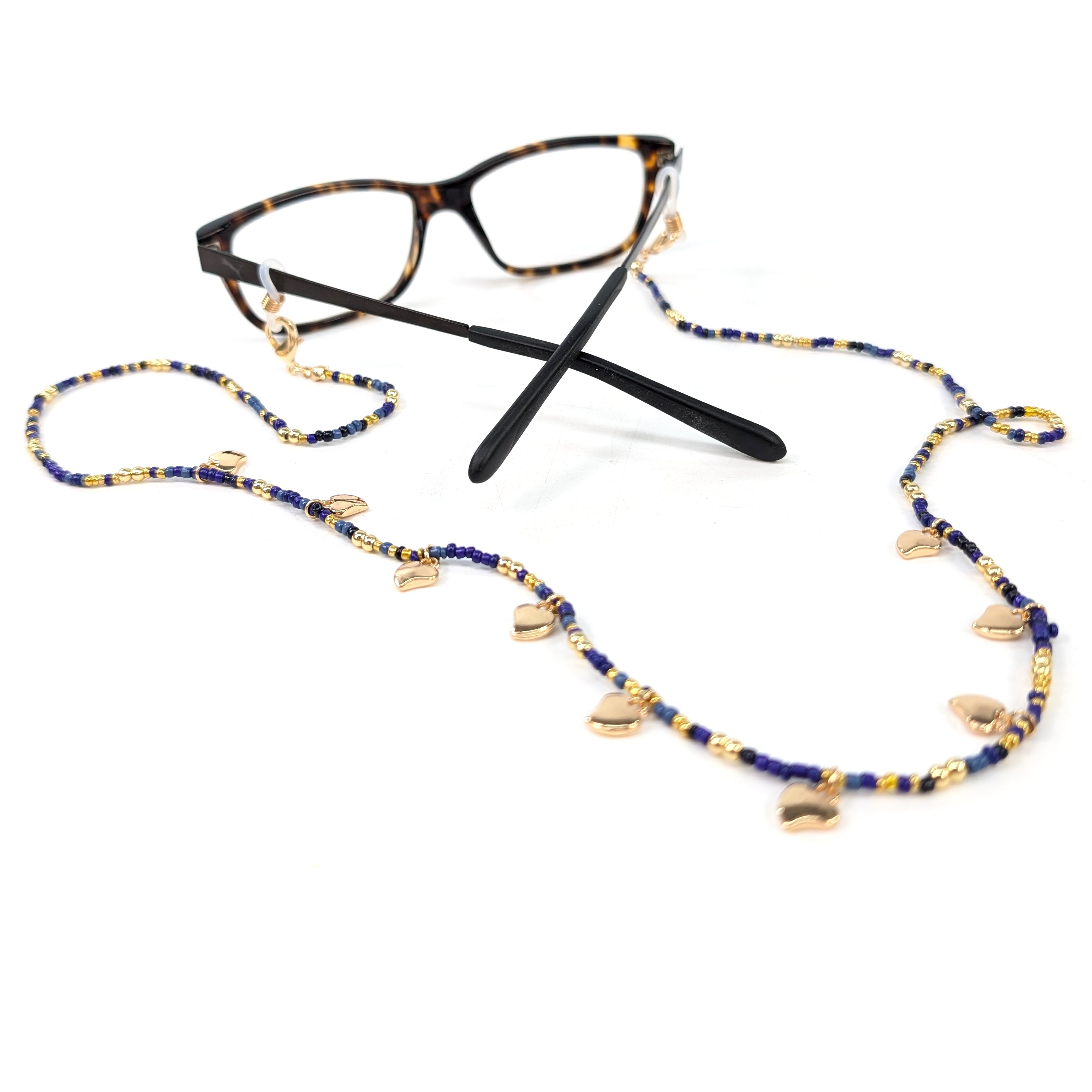 Hearts Neck Chain for Glasses - Navy Blue