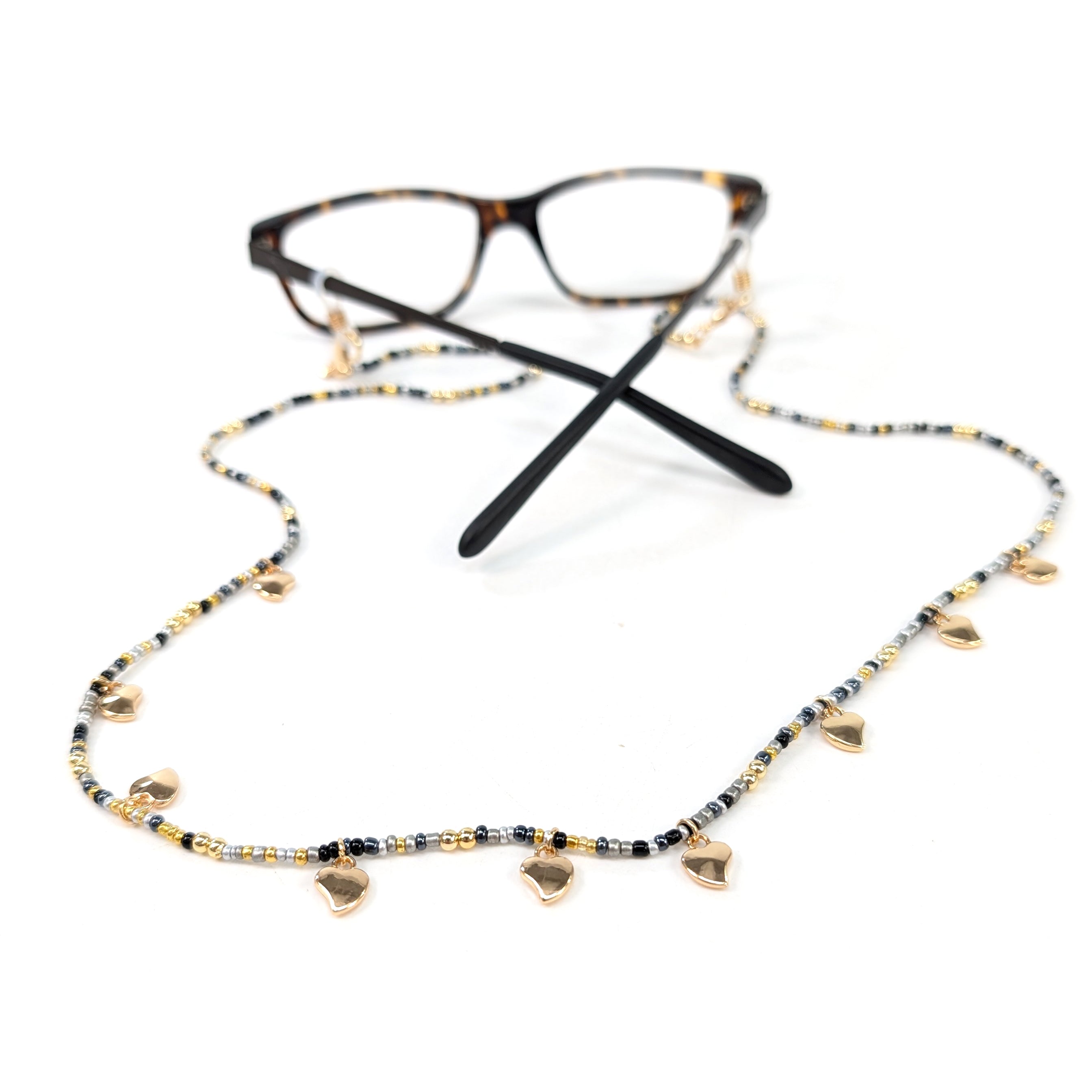 Hearts Neck Chain for Glasses - Black