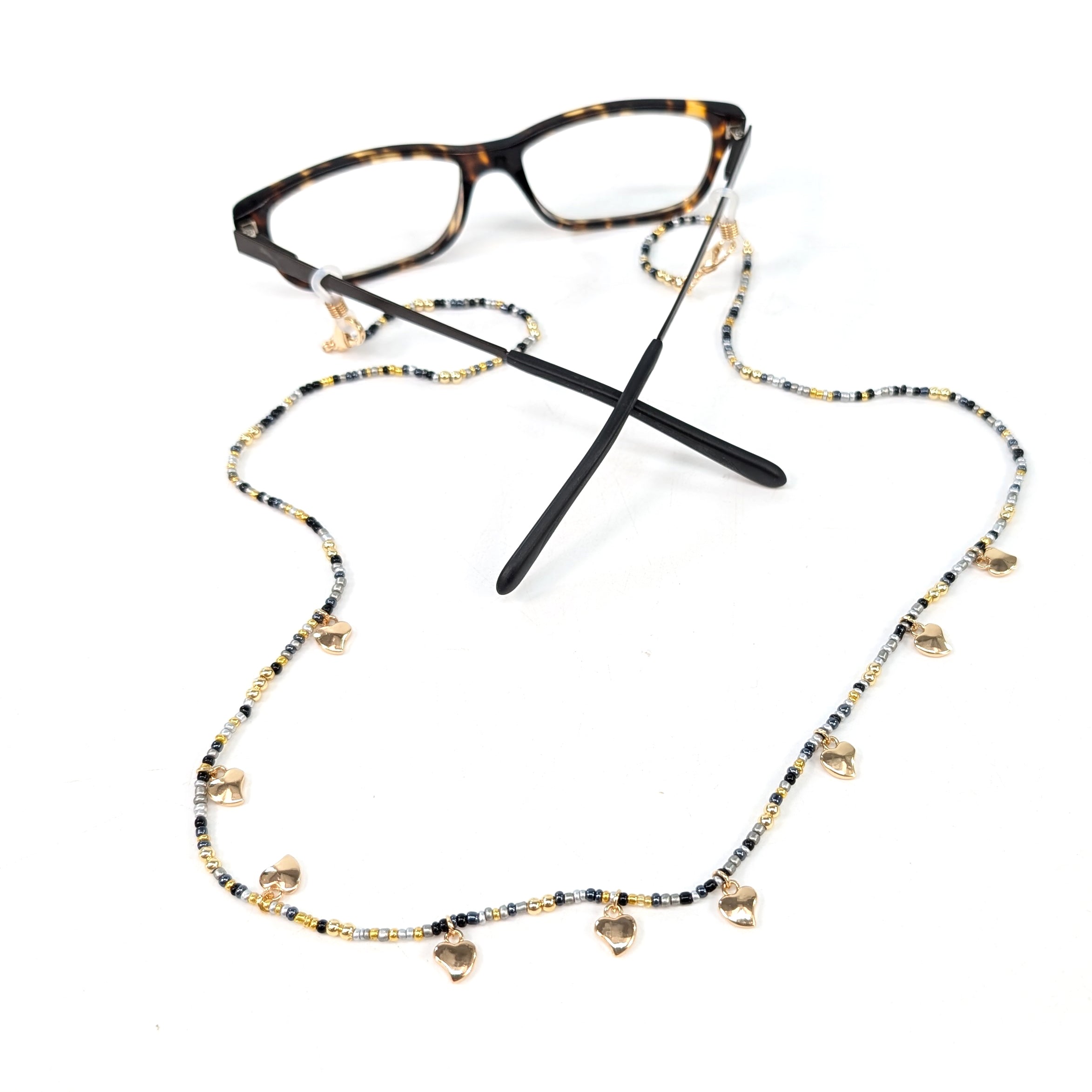 Hearts Neck Chain for Glasses - Black