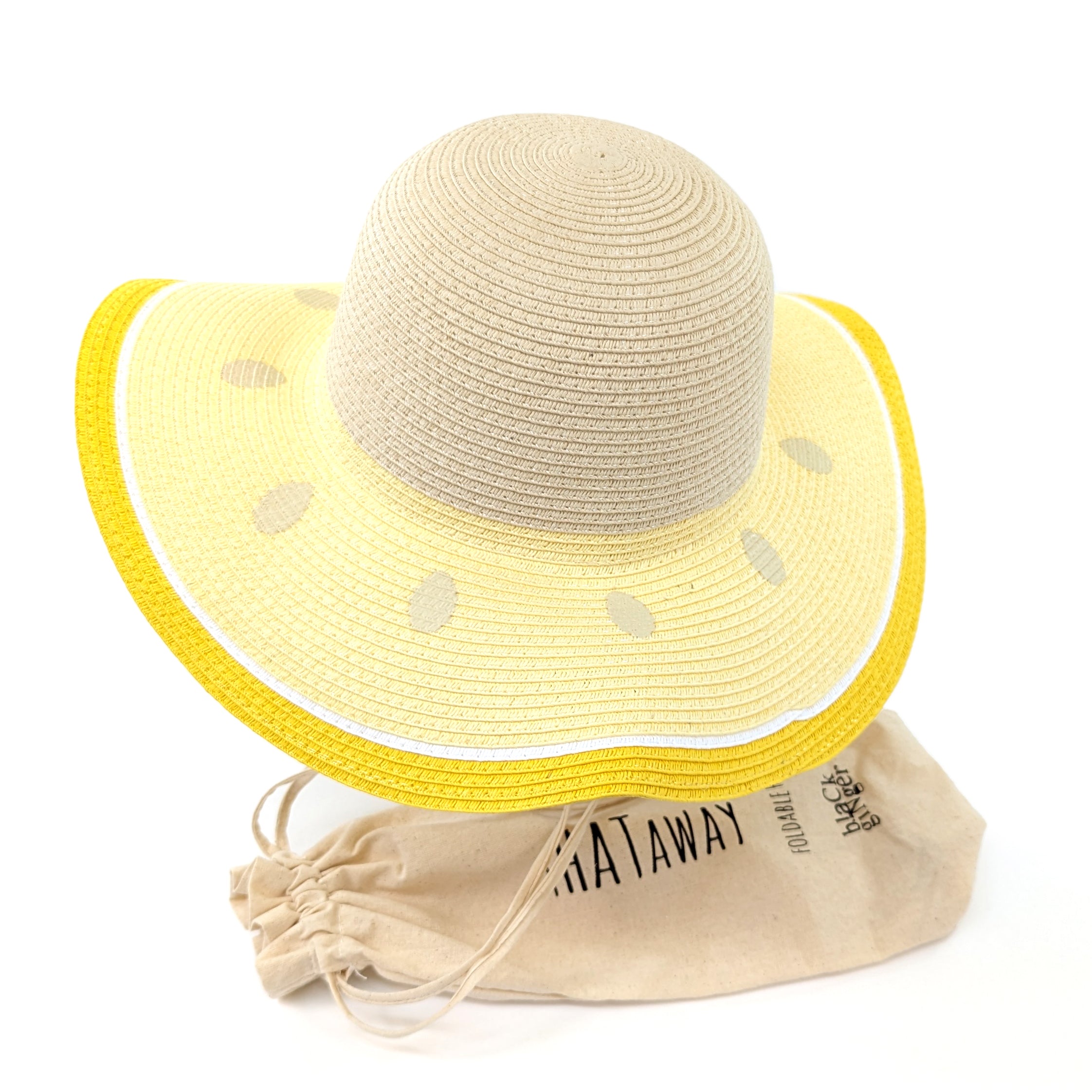 Wide Brim Foldable Sun Hat - Lemon Yellow (57cm)