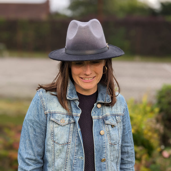Two Tone Fedora Hat- Grey / Black